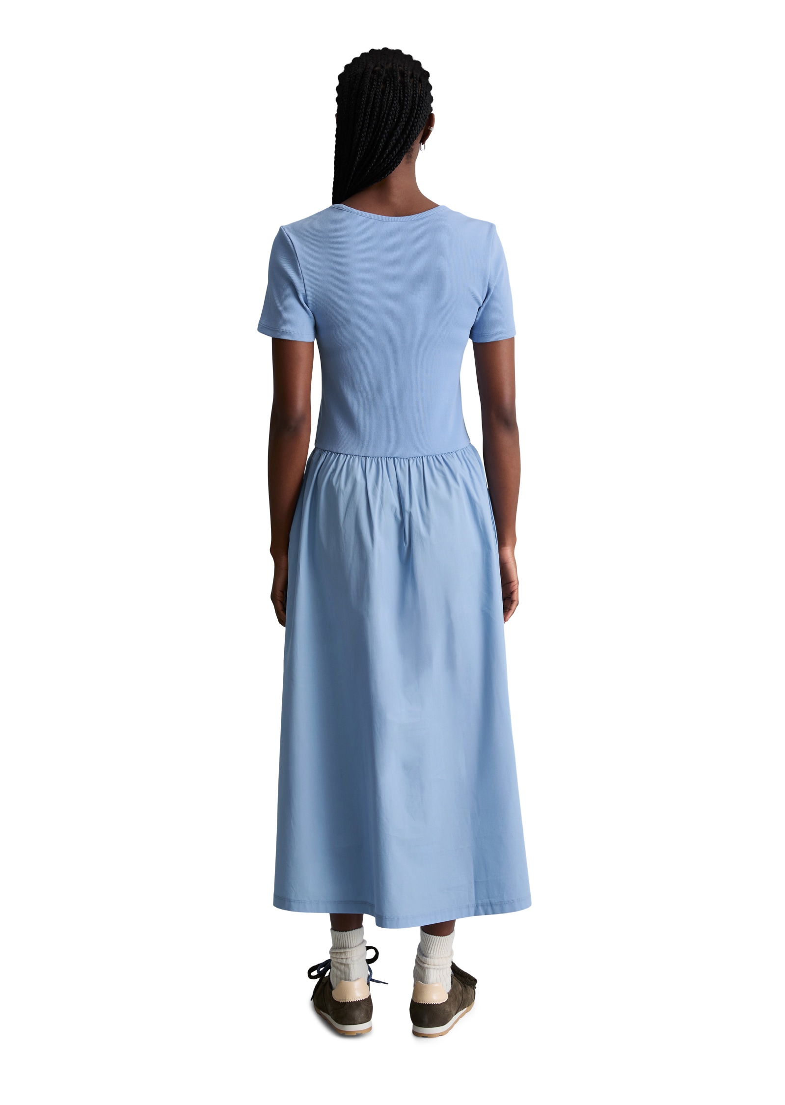 Marc O'Polo DENIM Jerseykleid Seitennahttaschen flared mit Baumwoll-Popelinerock