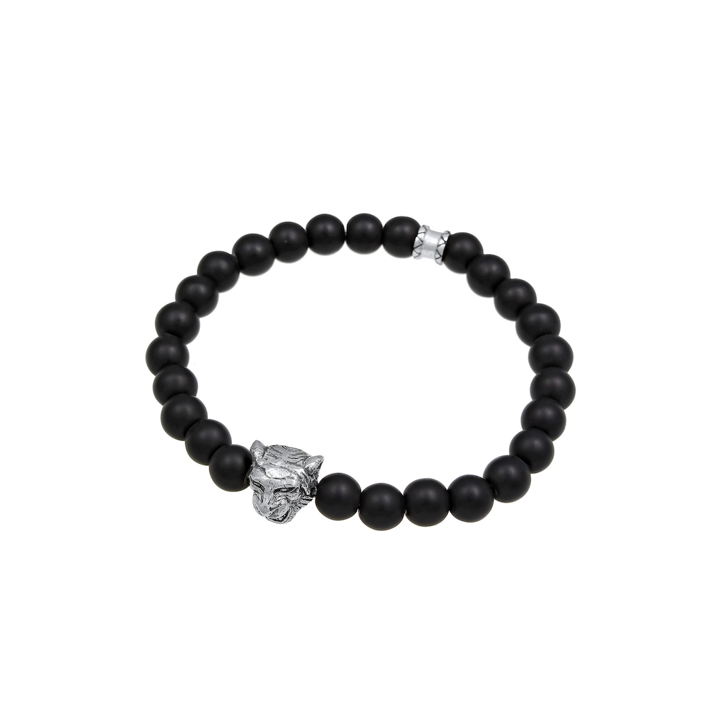 Kuzzoi Armband »Herren Tiger Kopf Onyx Edelsteine Black 925 Silber«