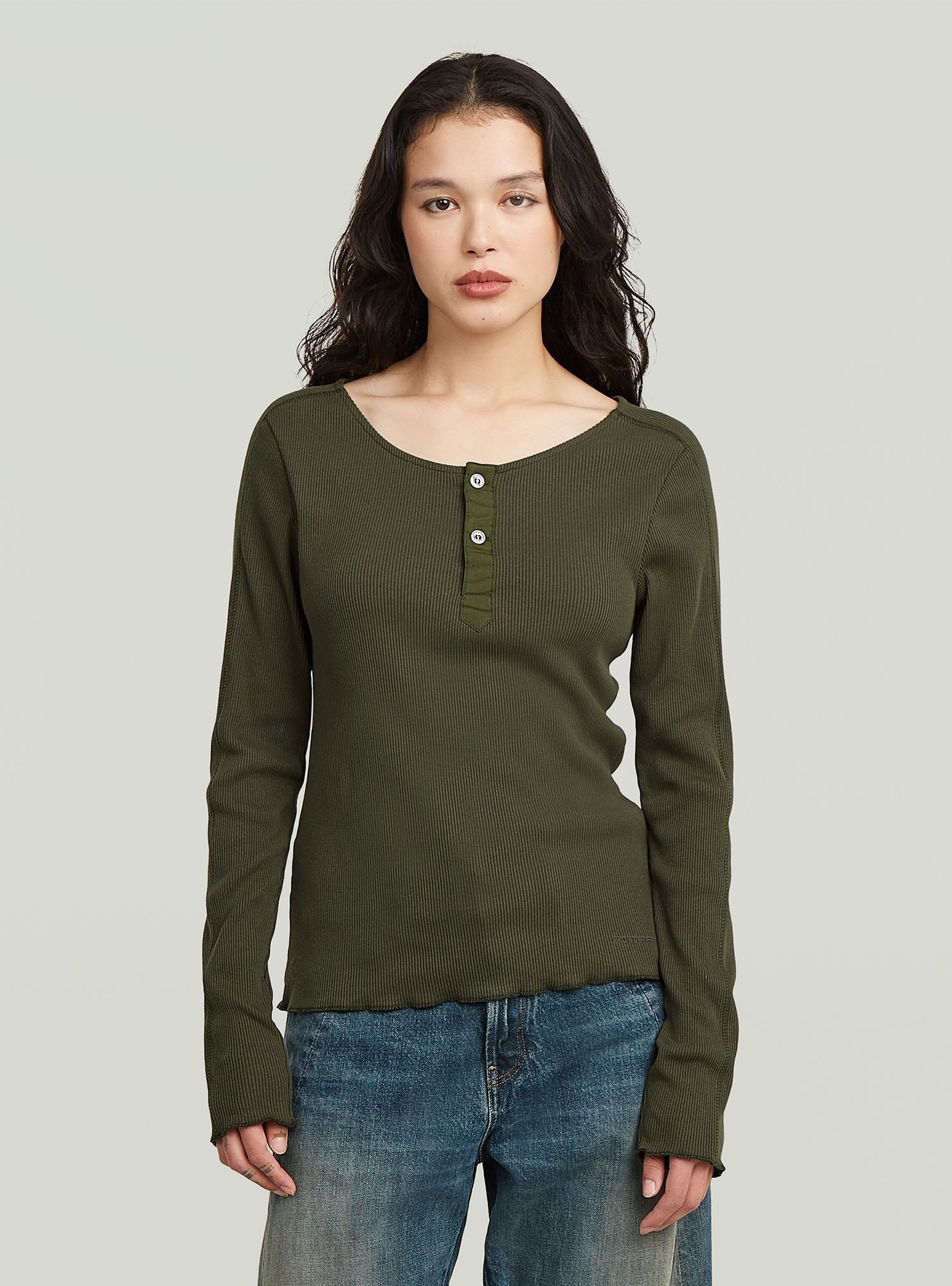 G-STAR "Slim Henley Long Sleeve T-Shirt"