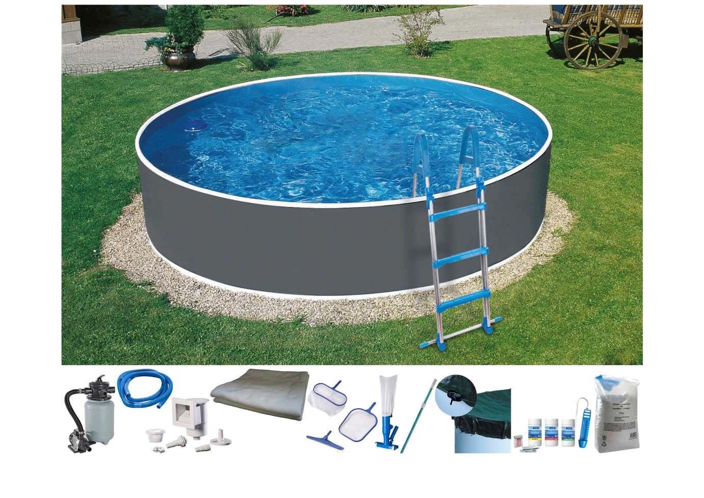 Rundpool »Standard«, (Set), Mit Stanzung in der Stahlwand für Einbauskimmer und...