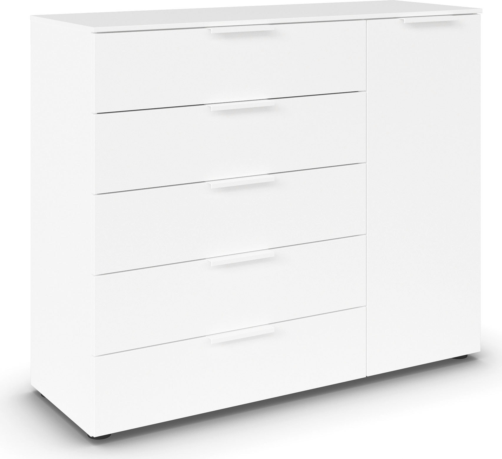 rauch Schubkastenkommode "Kommode Türkommode Sideboard Kombikommode FLIPP" Breite 120 cm mit 2 Einlegeböden, 1-türig mit 5 Schubladen und Soft-Close-Funktion