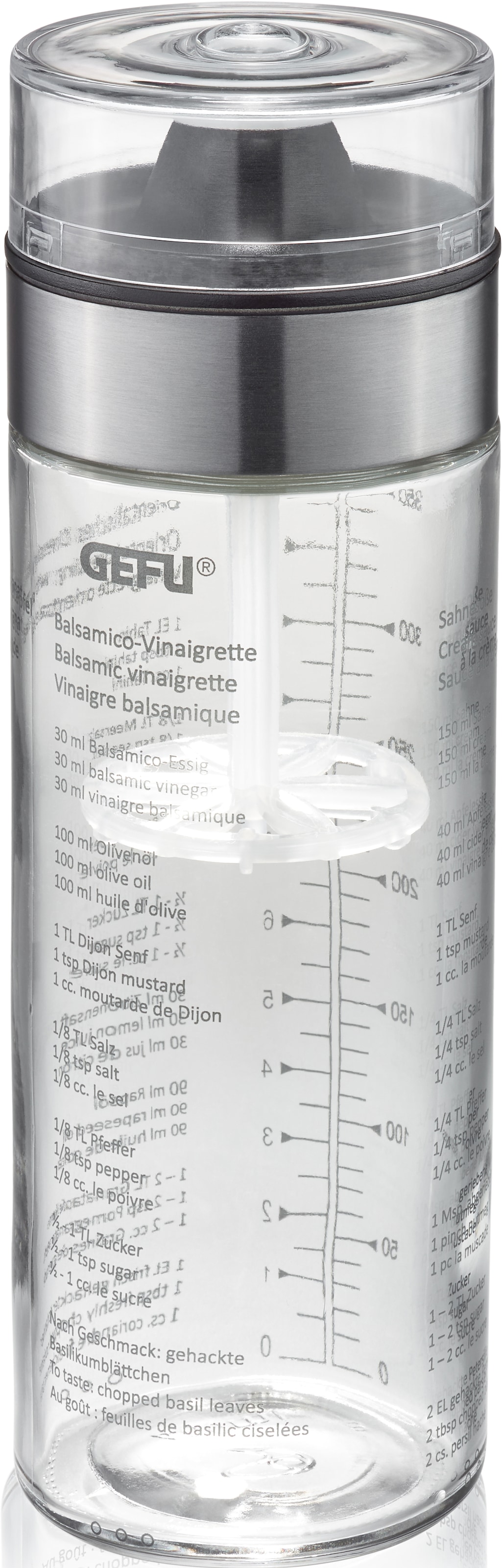 GEFU Dressing Shaker "MIX", Doppelskala (ml/oz), auslaufsicher, 350 ml
