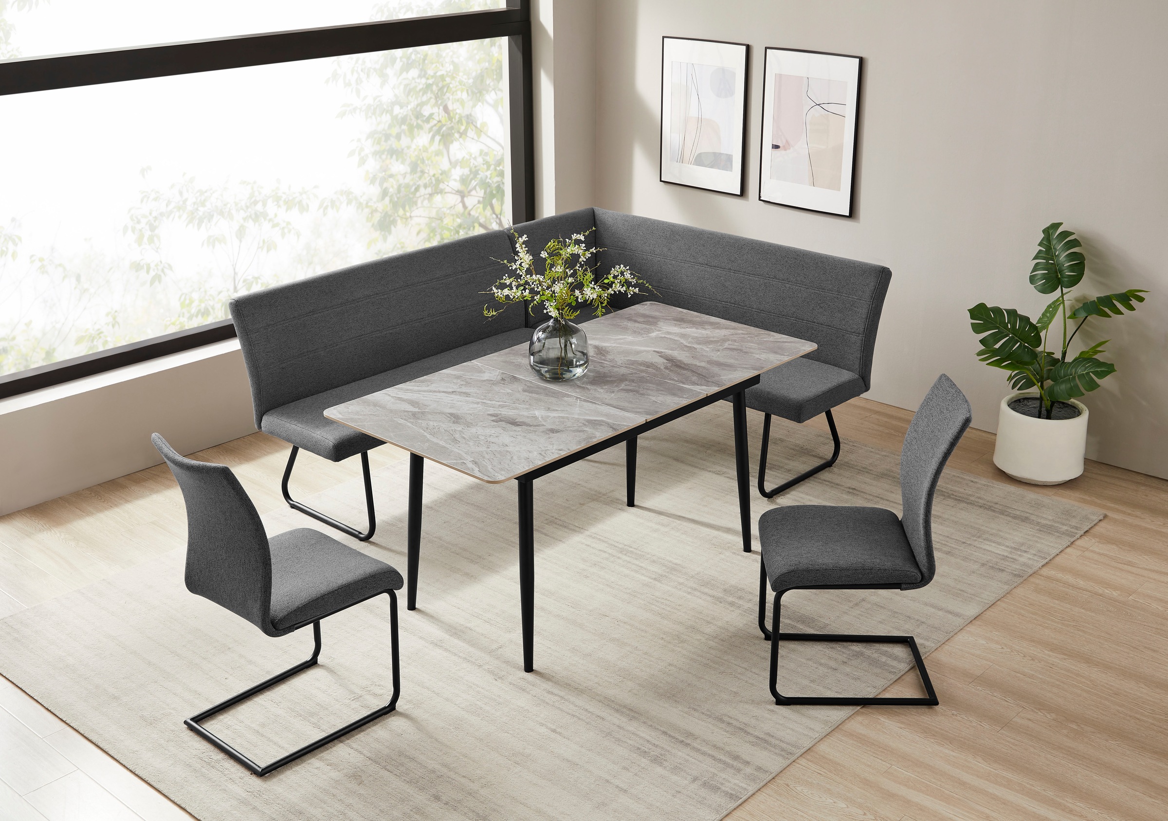 OTTO home Eckbankgruppe "Stevian" Set, 1 ausziehbarer Esstisch + 1 Eckbank günstig online kaufen