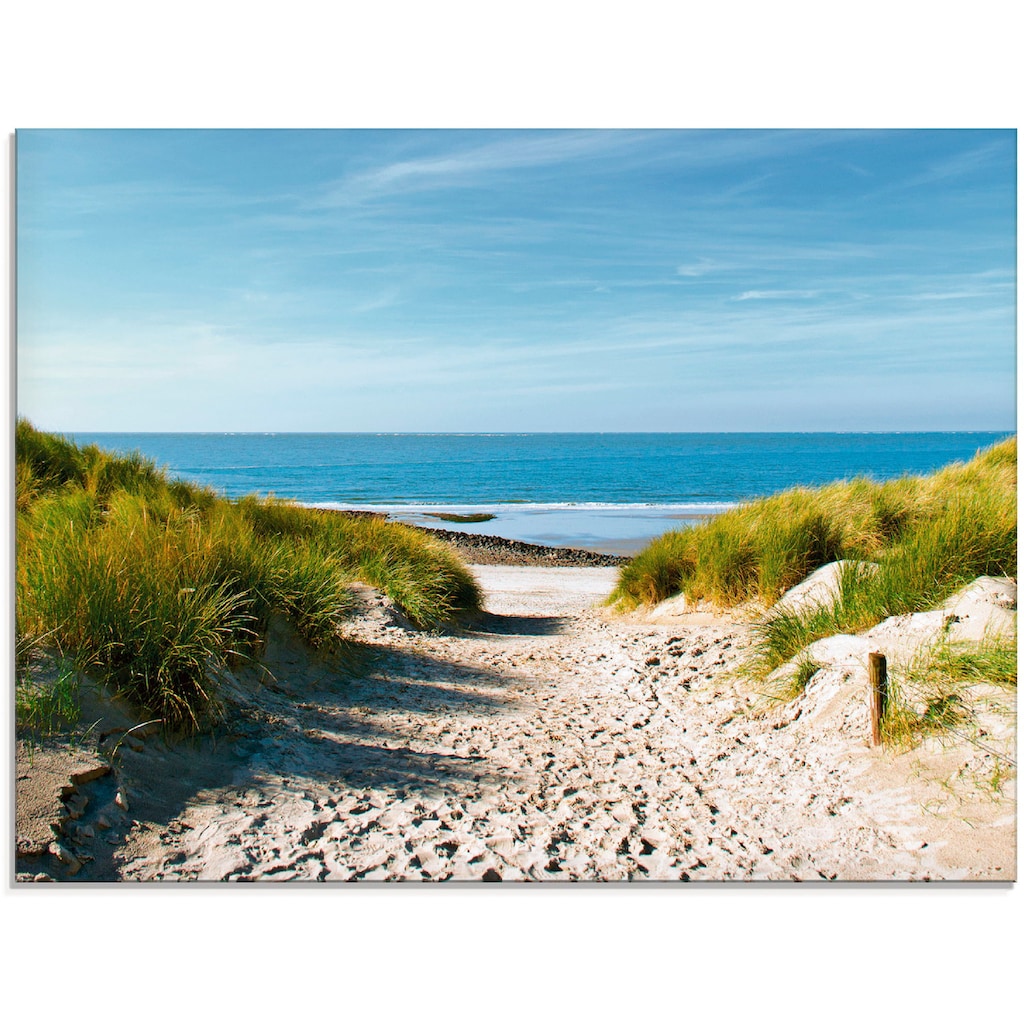 Artland Glasbild »Strand mit Sanddünen und Weg zur See«, Strand, (1 St.)