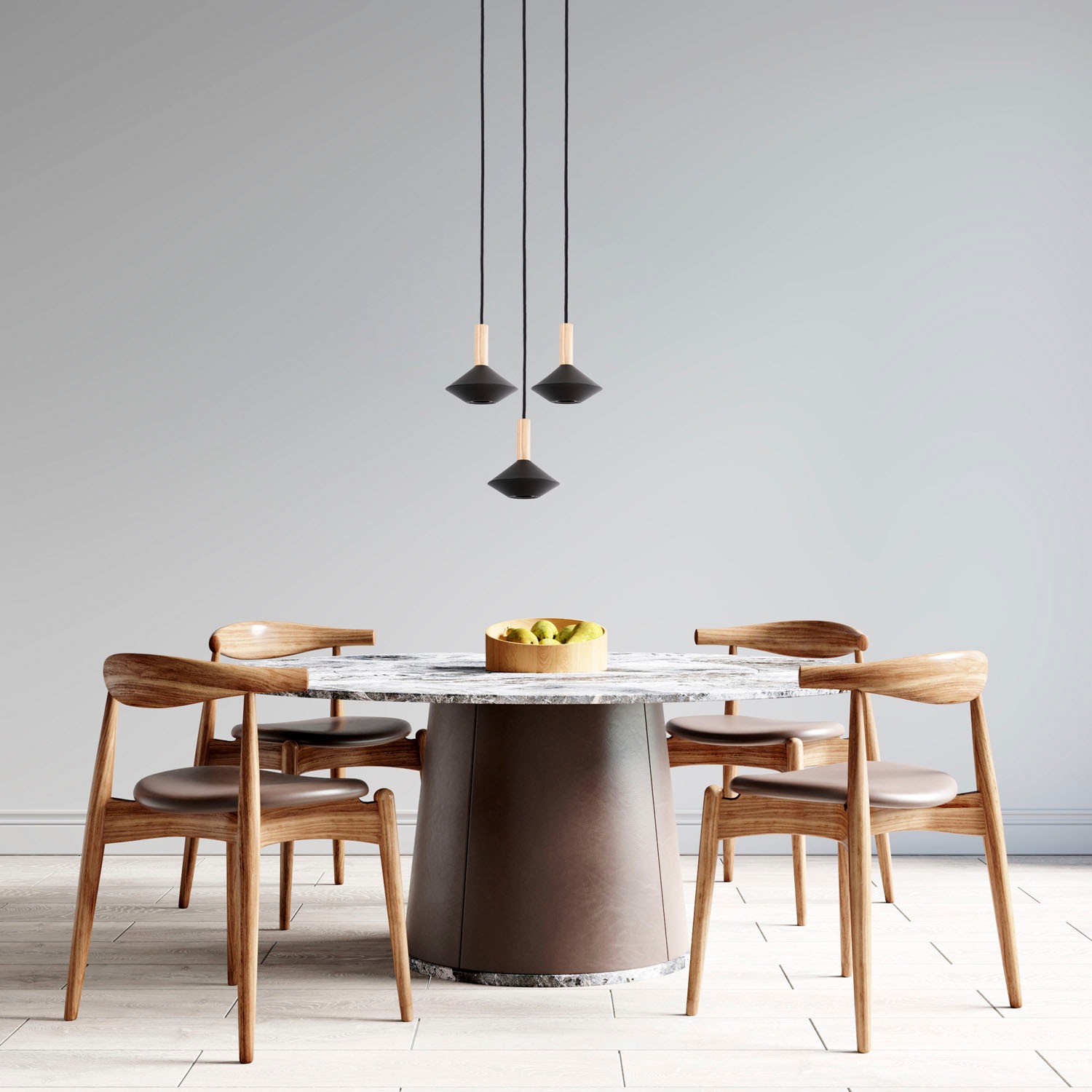 Paco Home Pendelleuchte »MORA«, Leuchtmittel GU10 | ohne Leuchtmittel, Wohnzimmer Esszimmer Trichterform Modern Holz Metall GU10