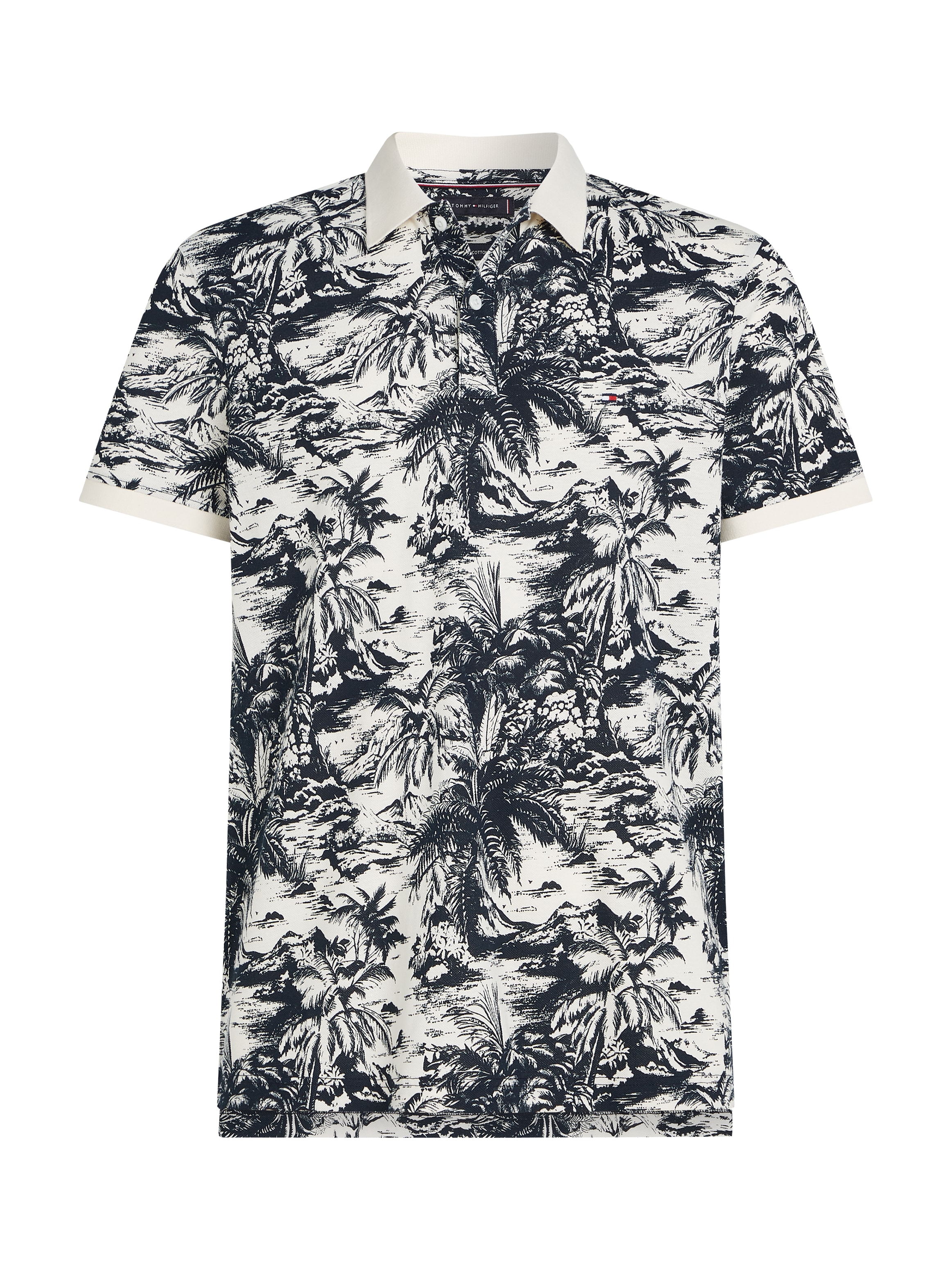 Tommy Hilfiger Poloshirt »ALL OVER PRINT LINEN REG POLO«, mit Palmenprint