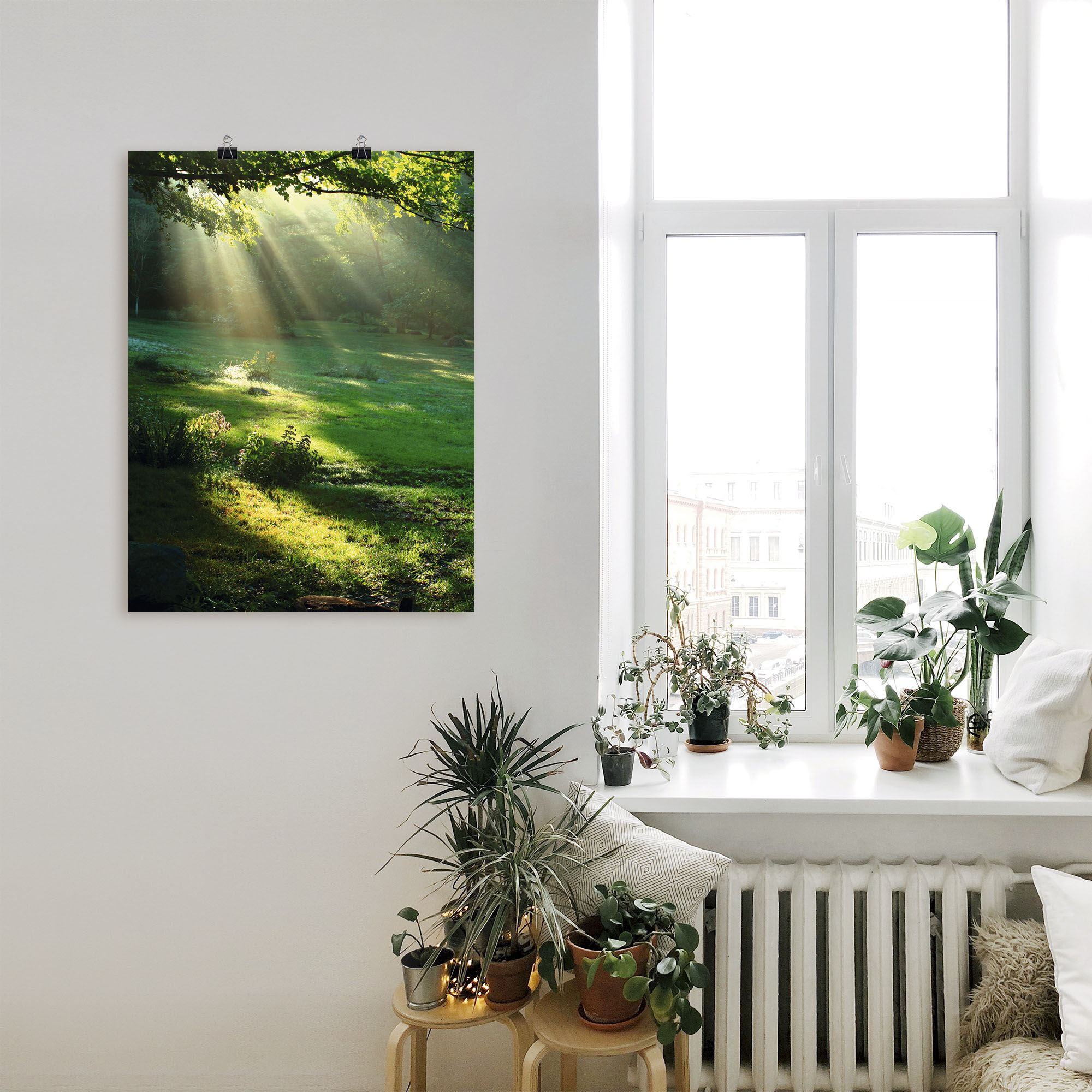 Thumbnail - Artland Wandbild "Lichtkegel" Wald 1 Stk. tlg. als Alubild, Outdoorbild, Leinwandbild, Poster, Wandaufkleber
