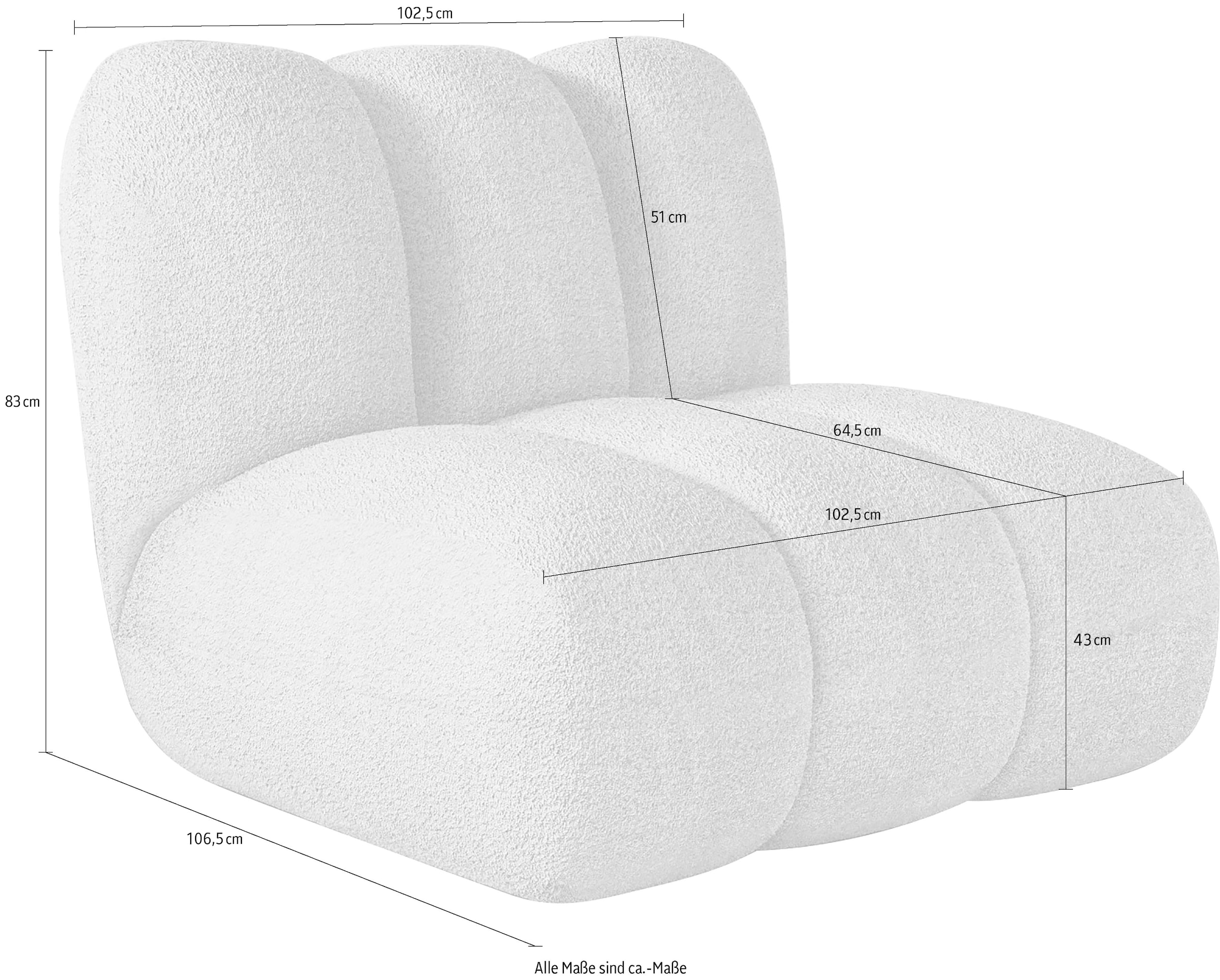 LeGer Home by Lena Gercke Sessel »Priya Loungesessel, moderne Steppung, auch in Bouclé« perfektes Einzelstück, gemütlich und modern, B/T/H: 102,5/106,5/83 cm