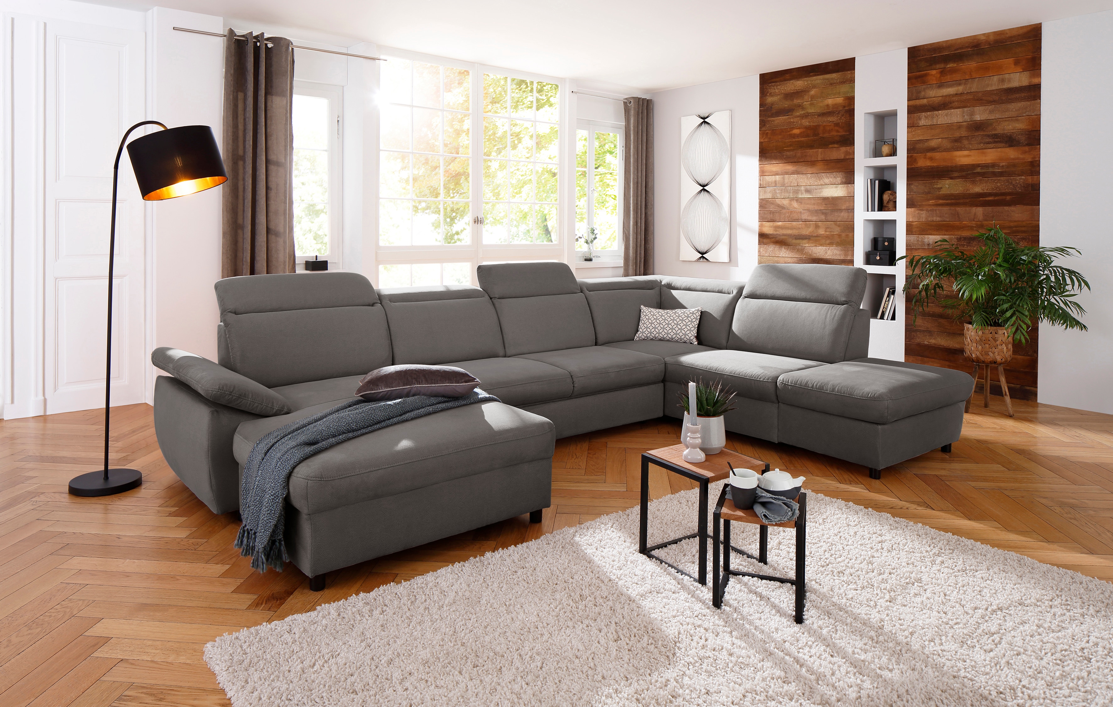 OTTO home Wohnlandschaft "Mauritius U-Form" mit Kopfteil- und Armlehnverstellung, wahlweise mit Schlaffunktion