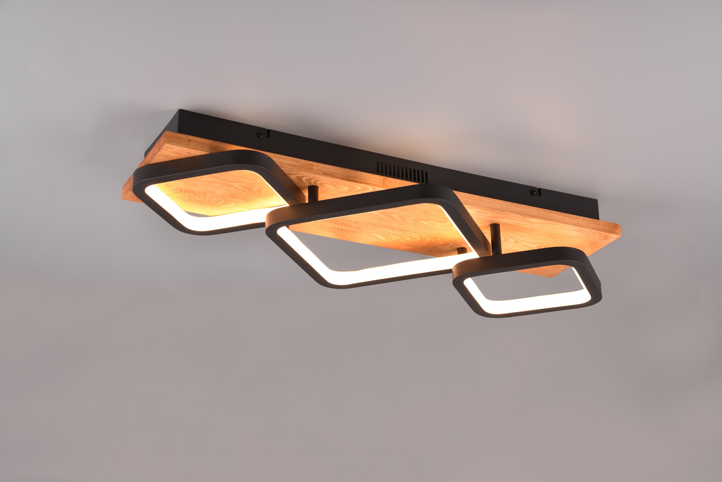TRIO Leuchten LED Deckenleuchte »RAMA, LED Wandlampe oder Deckenlampe mit 4 Stufen Switch Dimmer«, 1 flammig, Leuchtmittel LED-Board | LED fest integriert, LED warmweiß & 3800 Lumen indirektes Licht Holz Deckenlampe Wohnzimmer