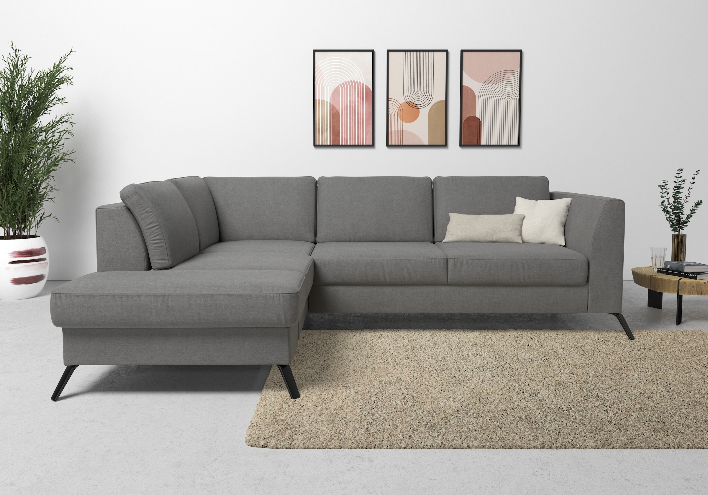 sit&more Ecksofa "Olsen L-Form" inklusive Sitztiefenverstellung, optional Schlaffunktion, 15cm hoch