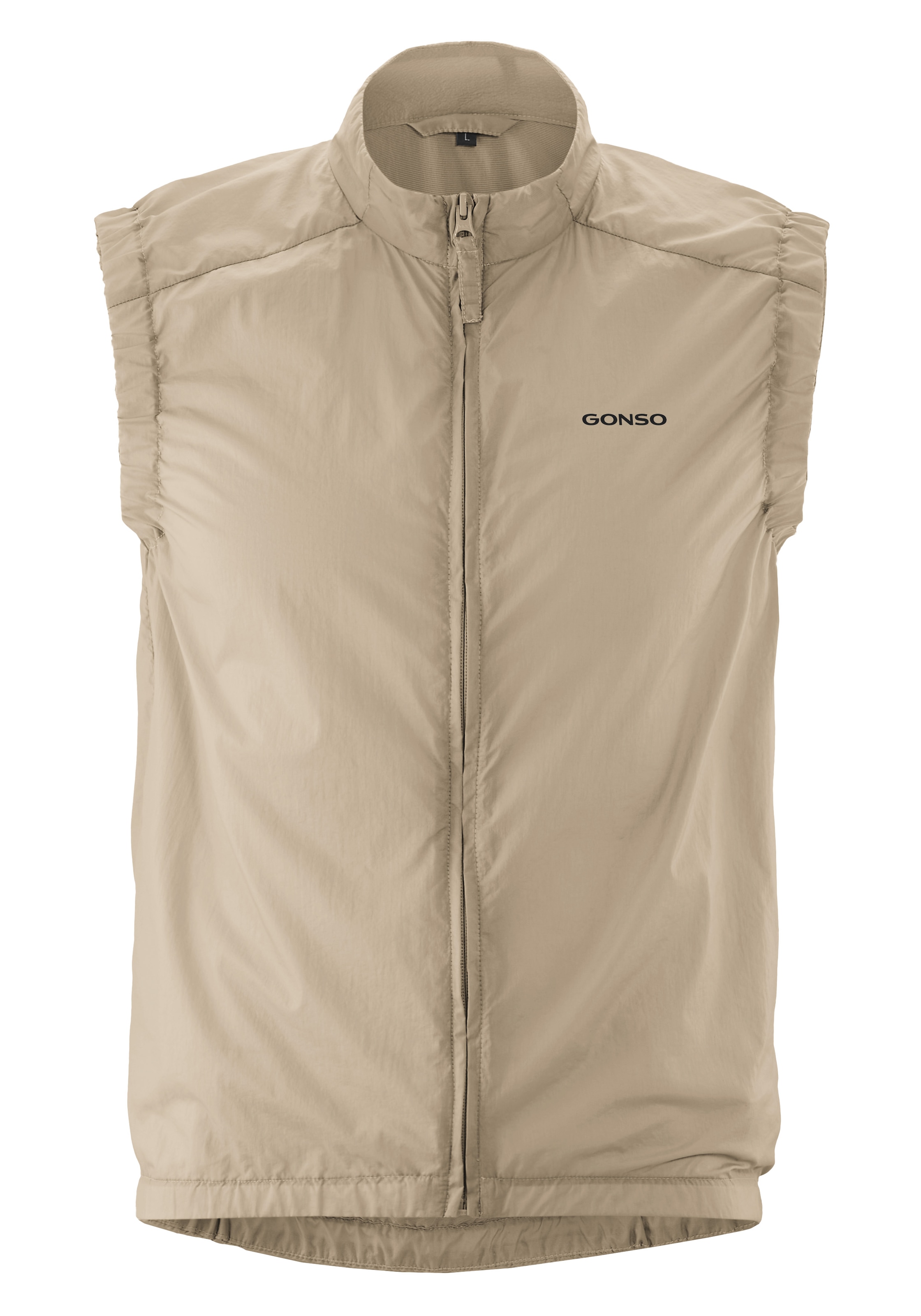 Funktionsweste GONSO "Adventure Vest Wind M", Herren, Gr. 4XL, cream, 90% Polyamid, 10% Polyester, Westen Funktionsweste, Herren Weste, leichte und winddichte Fahrradweste mit Rückentasche