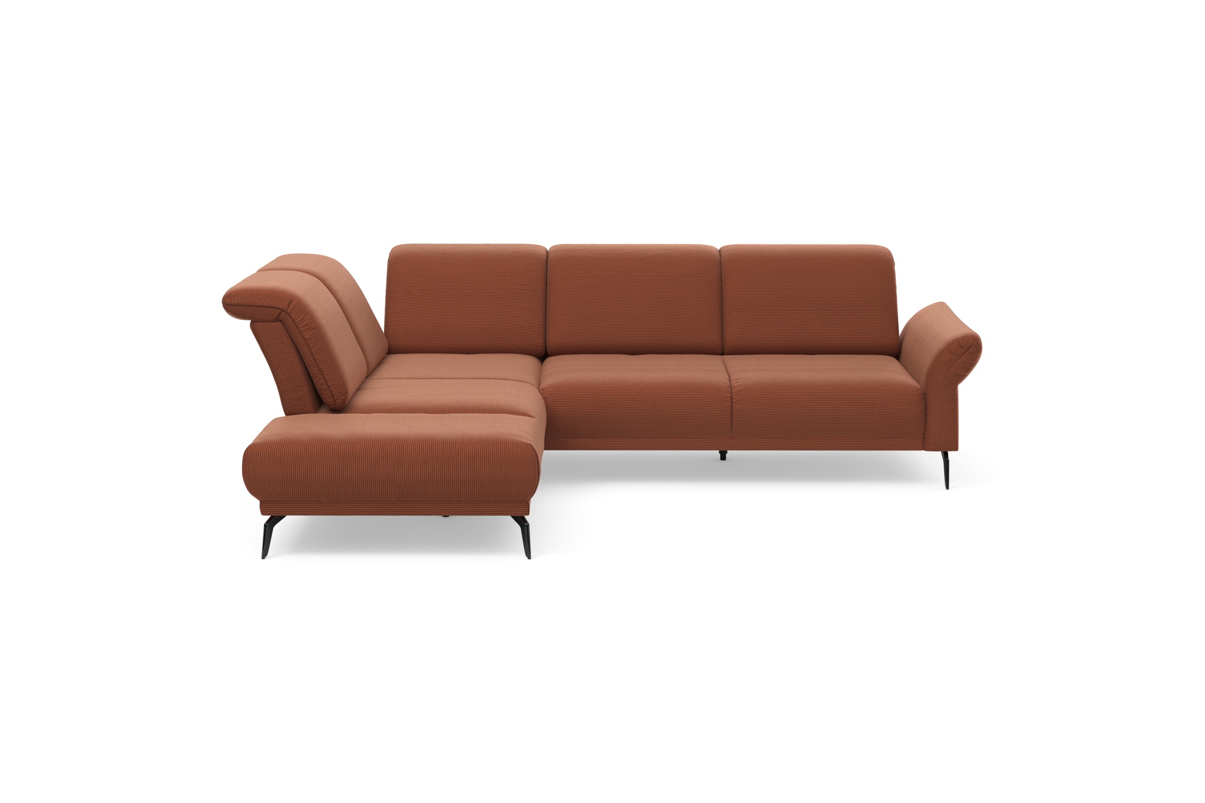 INOSIGN Ecksofa »Coco L-Form«, Sitztiefen-, Arm- und Kopfteilverstellung, Cord-Bezug, Fußhöhe 15 cm