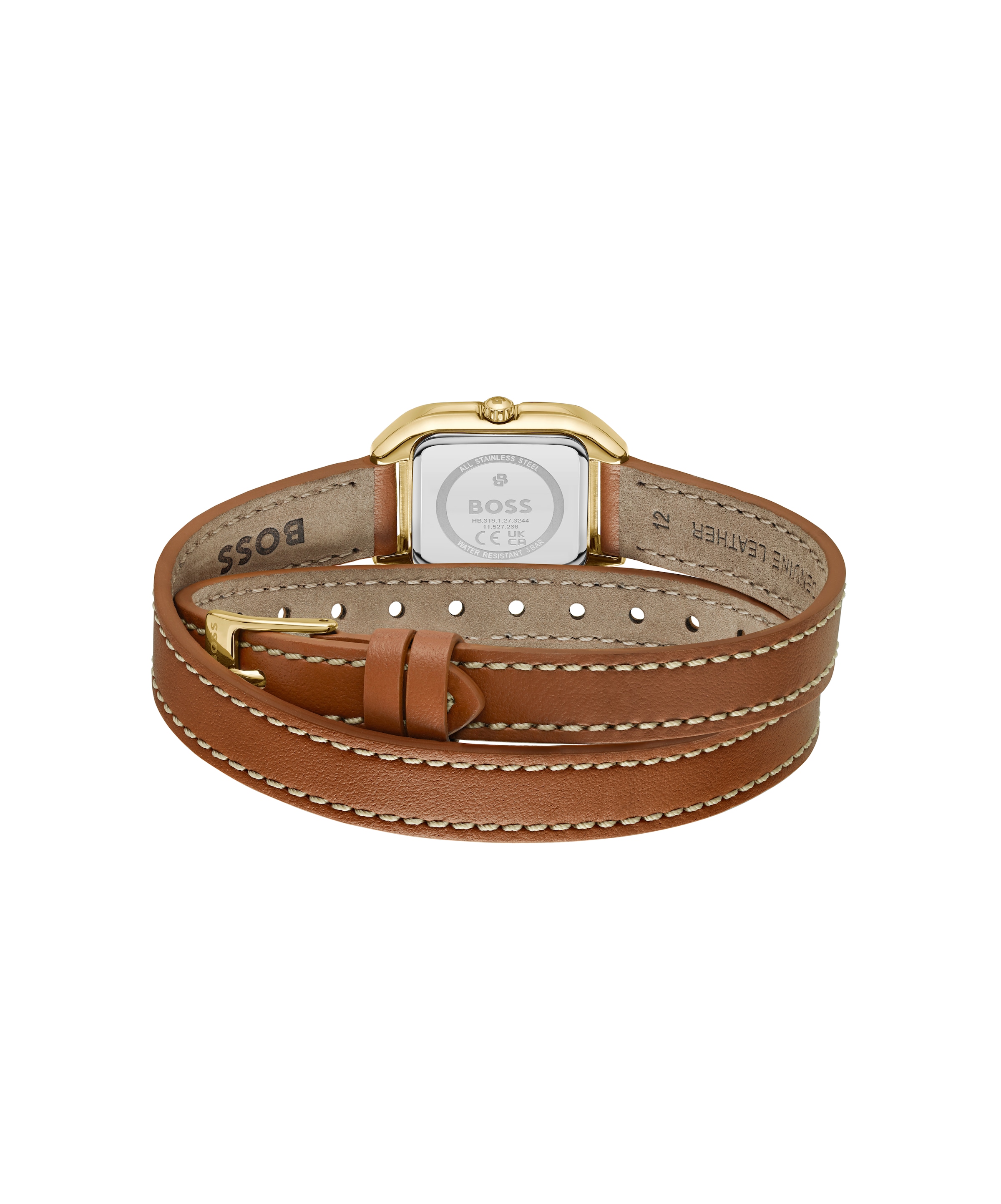 BOSS Quarzuhr »MAE PETITE« Armbanduhr, Damenuhr, Lederarmband, analog