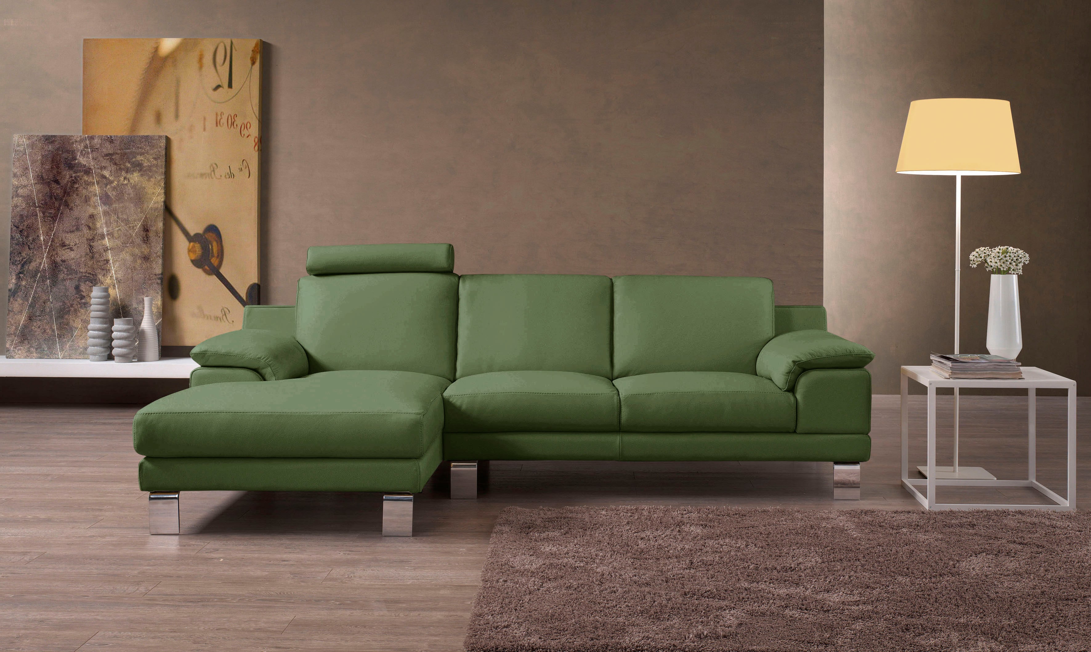 Egoitaliano Ecksofa "Shakira, Design & Sitzkomfort auf hohem Niveau, Breite 236cm, L-Form" mit Recamiere, L-Form, edle Füße
