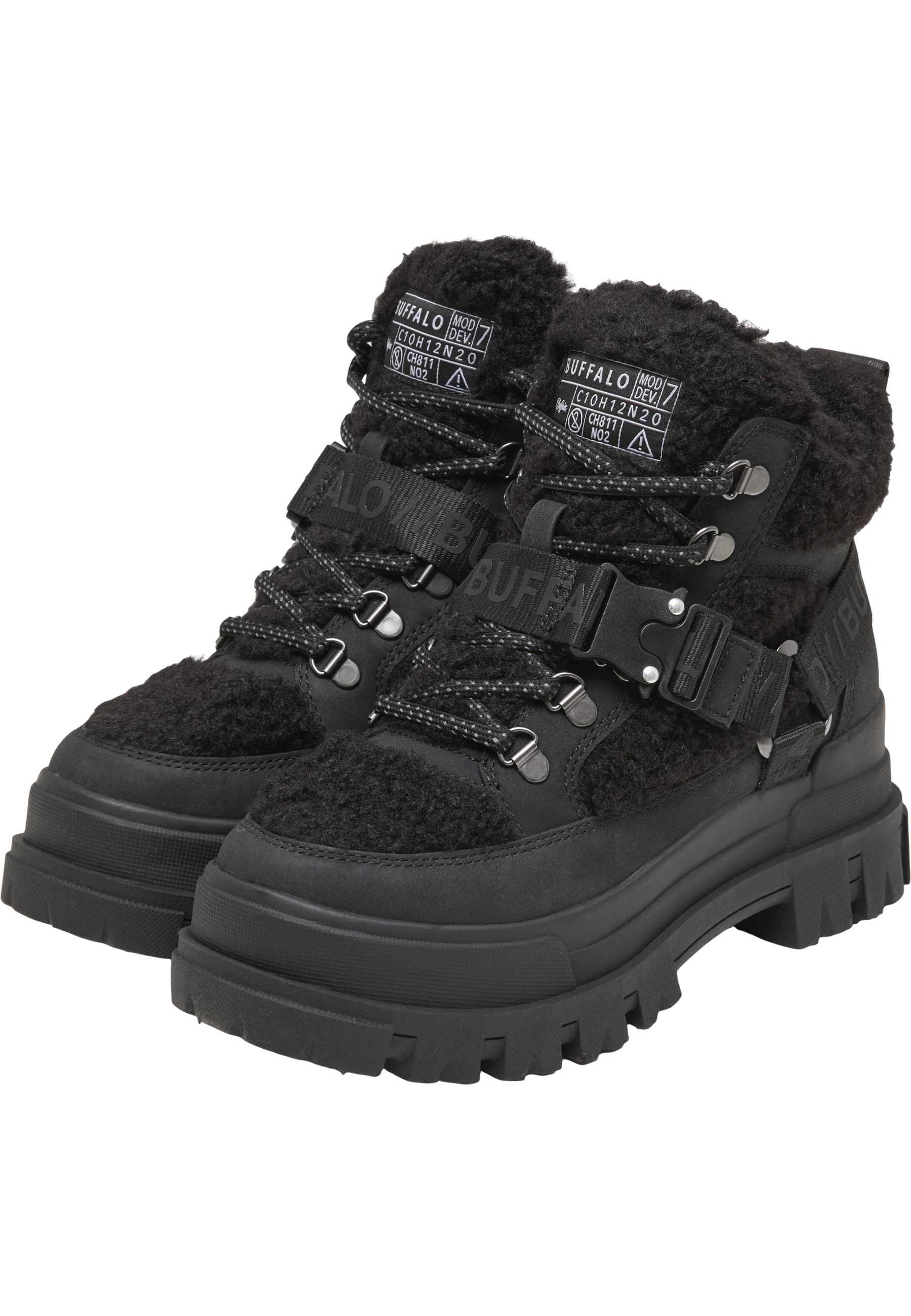 Buffalo Stiefel "Buffalo ASPHA COM MID WARM - VEGAN NUBUCK/FUR - BLACK" günstig online kaufen