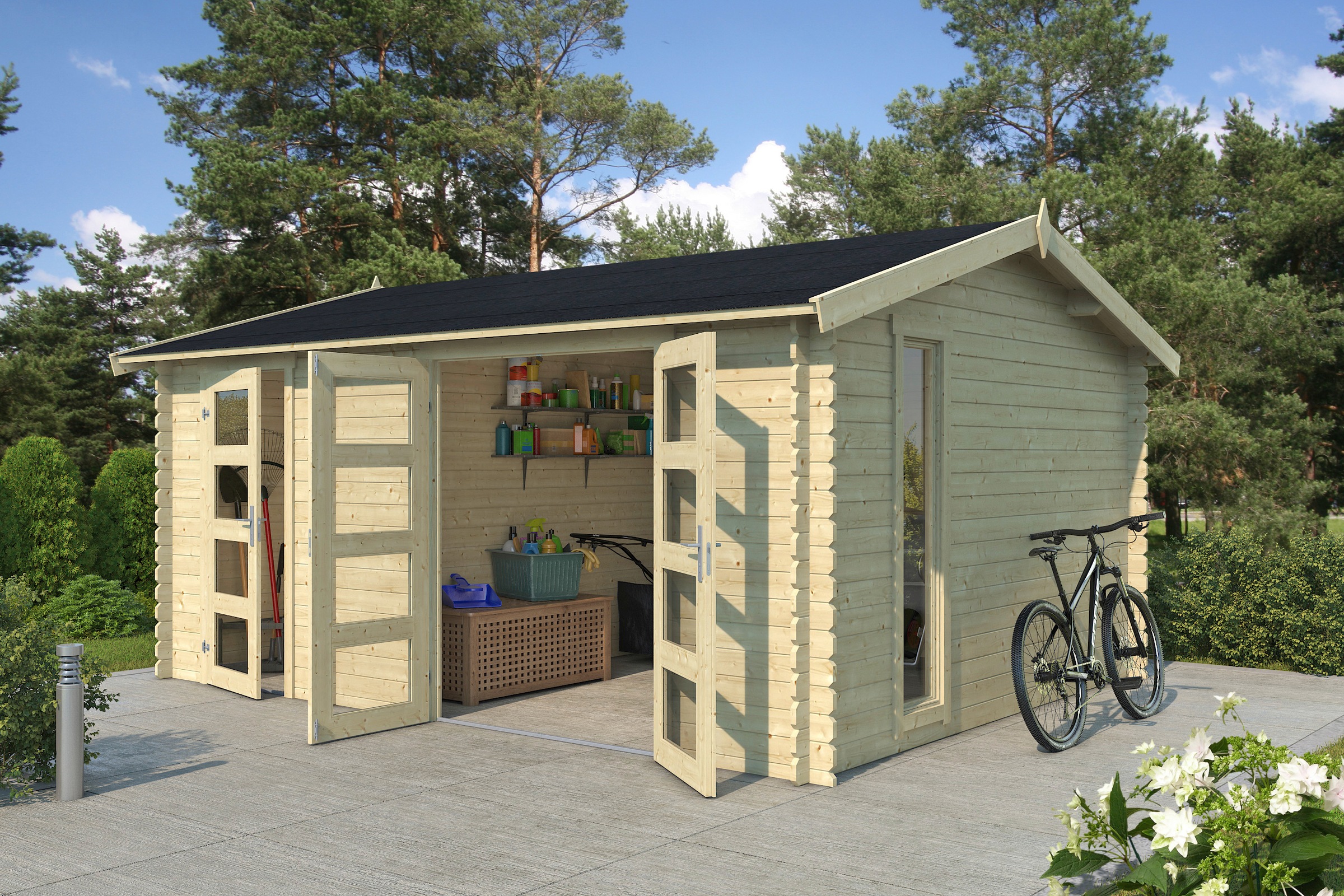 LASITA MAJA Gartenhaus "Carroz 2" Blochbohlenhaus 28mm 2-Raum, Fundamentmas günstig online kaufen