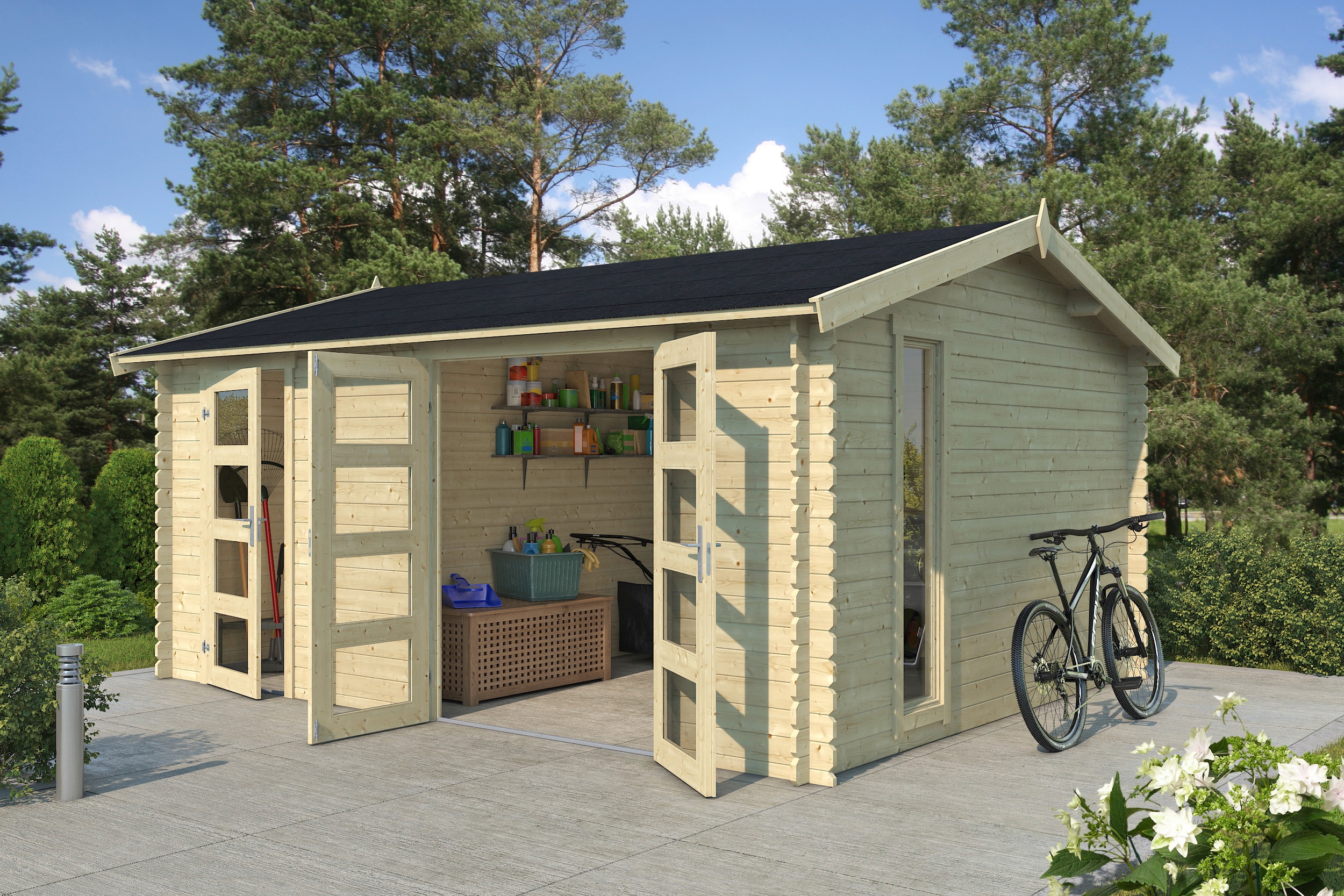 LASITA MAJA Gartenhaus "Carroz 2" Blockbohlenhaus 28mm, 2-Raum