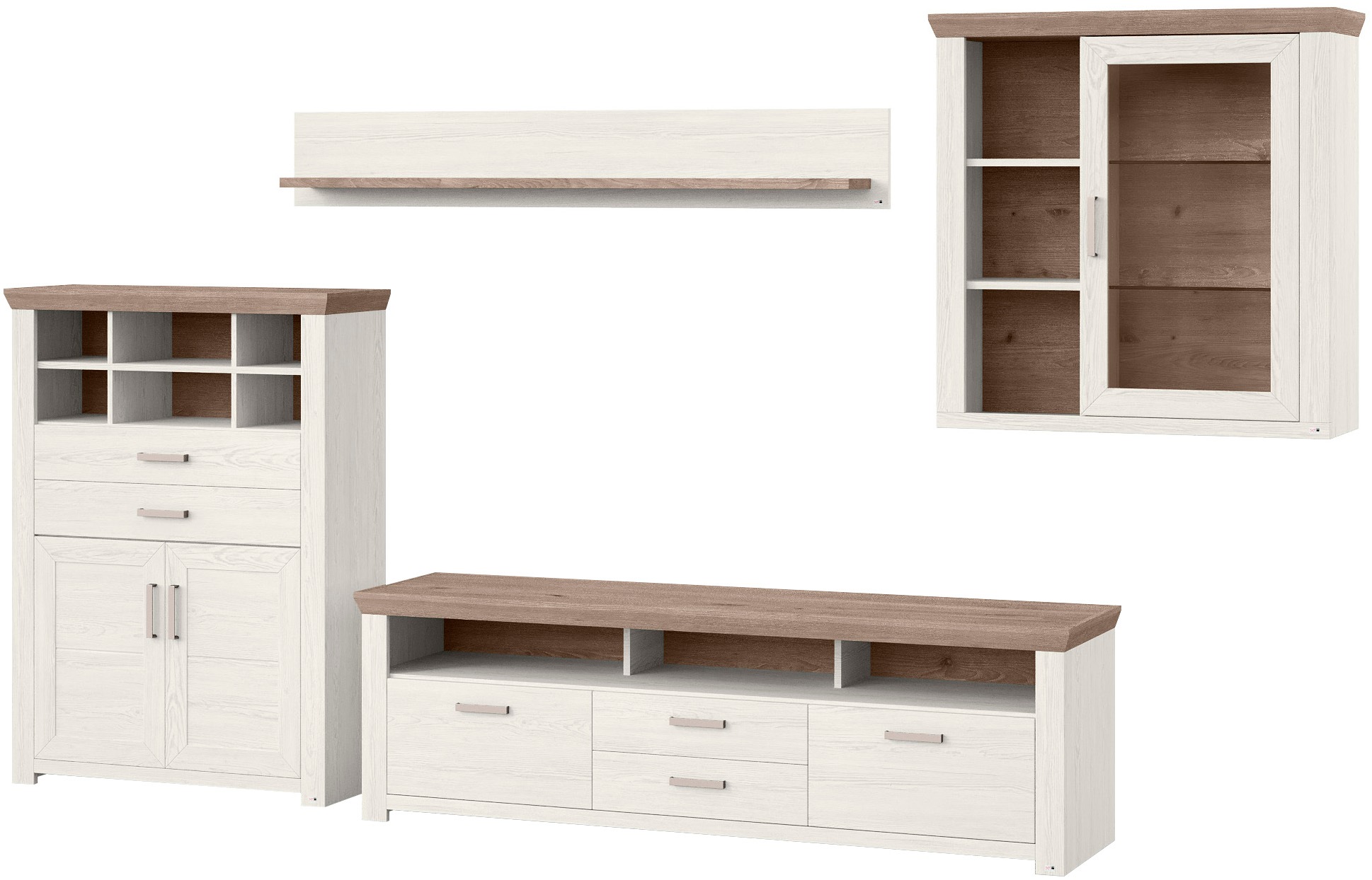 set one by Musterring Wohnwand "York", (4 St.), Kombination 11, in 3 Farbva günstig online kaufen