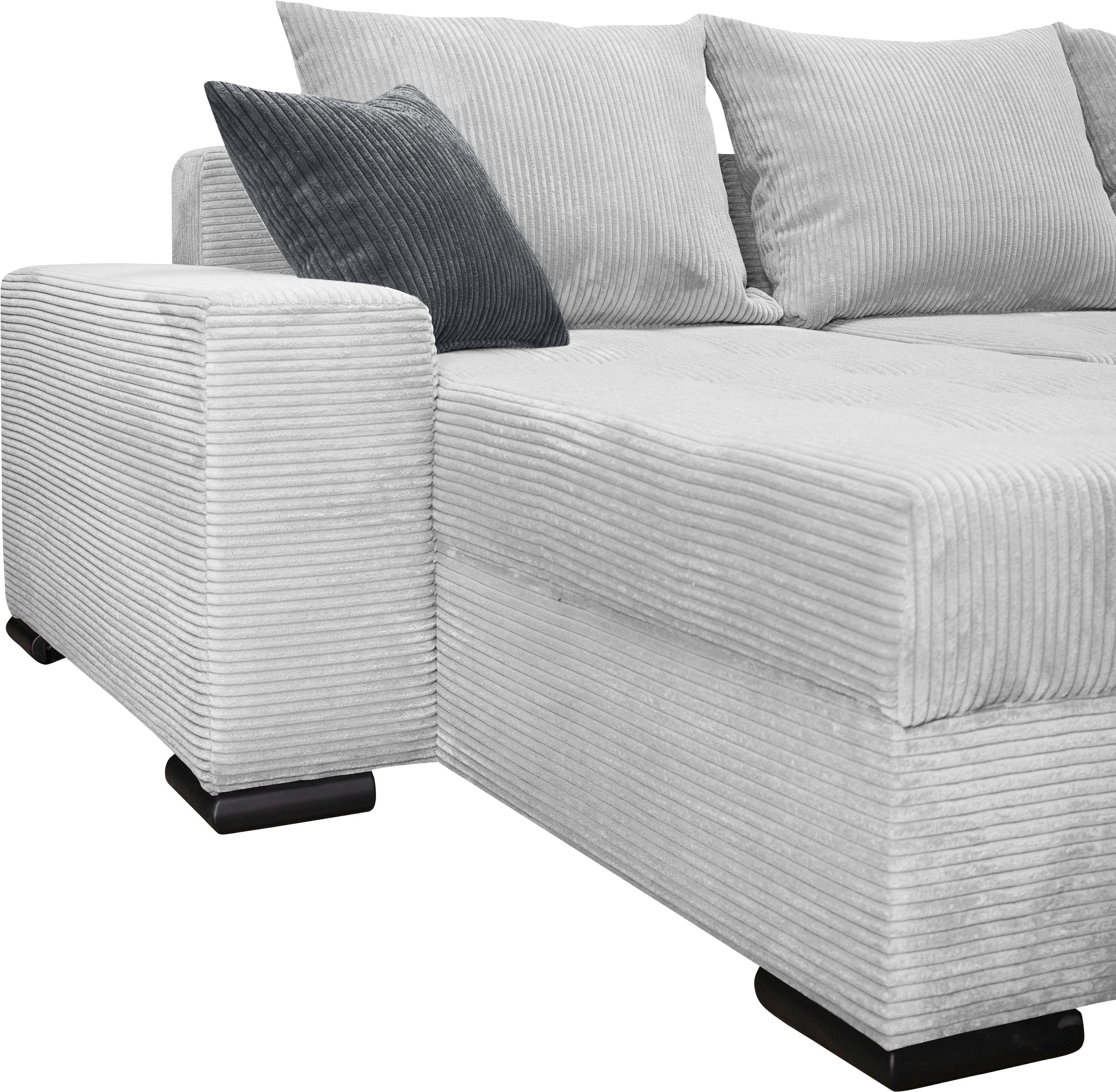 COLLECTION AB Wohnlandschaft »Josy XL U-Form, B: 313 cm in Cord, Cord-Mix« mit Bettfunktion, Bettkasten & 2 Zierkissen, Federkern