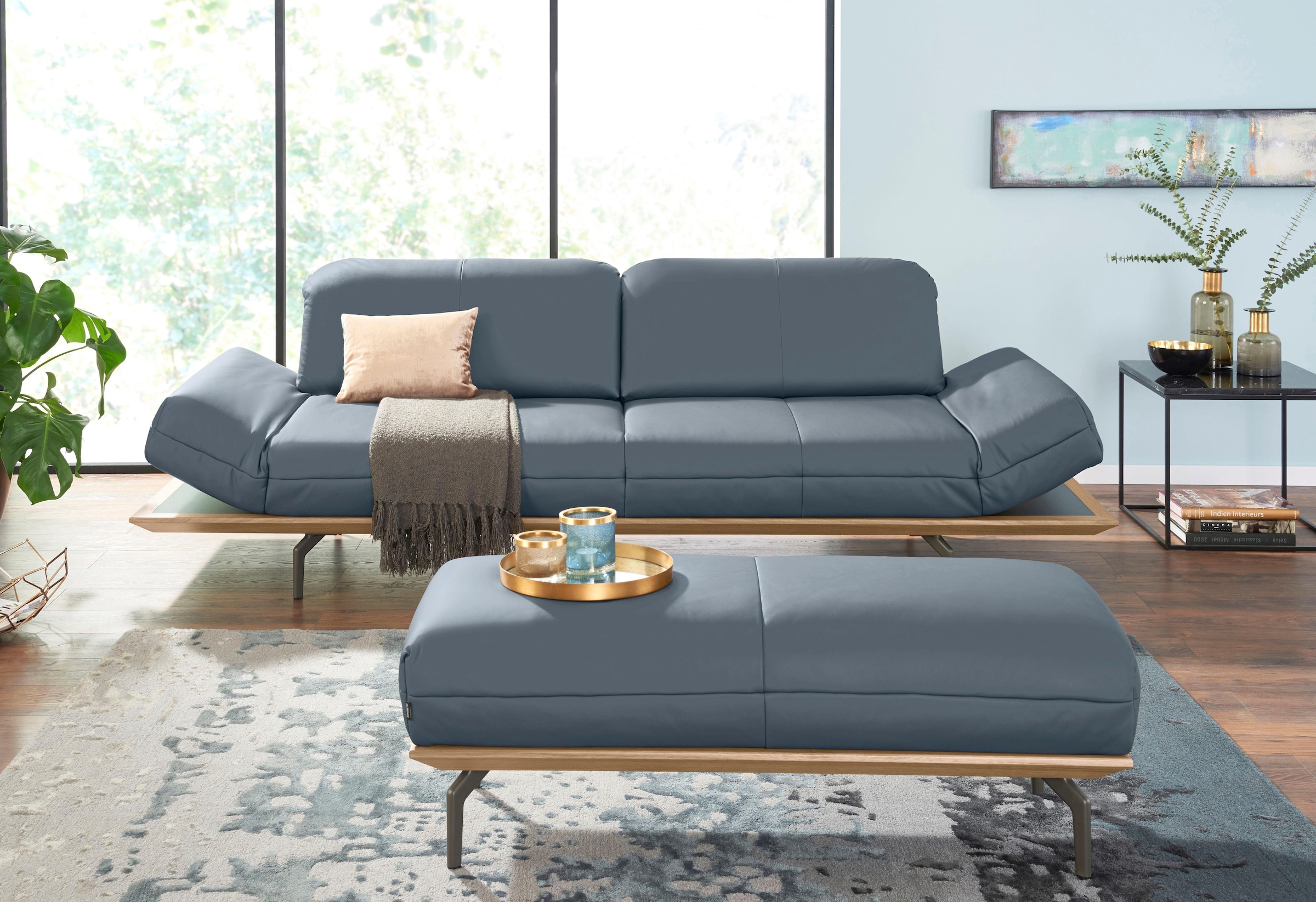 hülsta sofa 4-Sitzer »hs.420«, in 2 Qualitäten, Holzrahmen in Eiche Natur  oder Nußbaum, Breite 252 cm kaufen | BAUR
