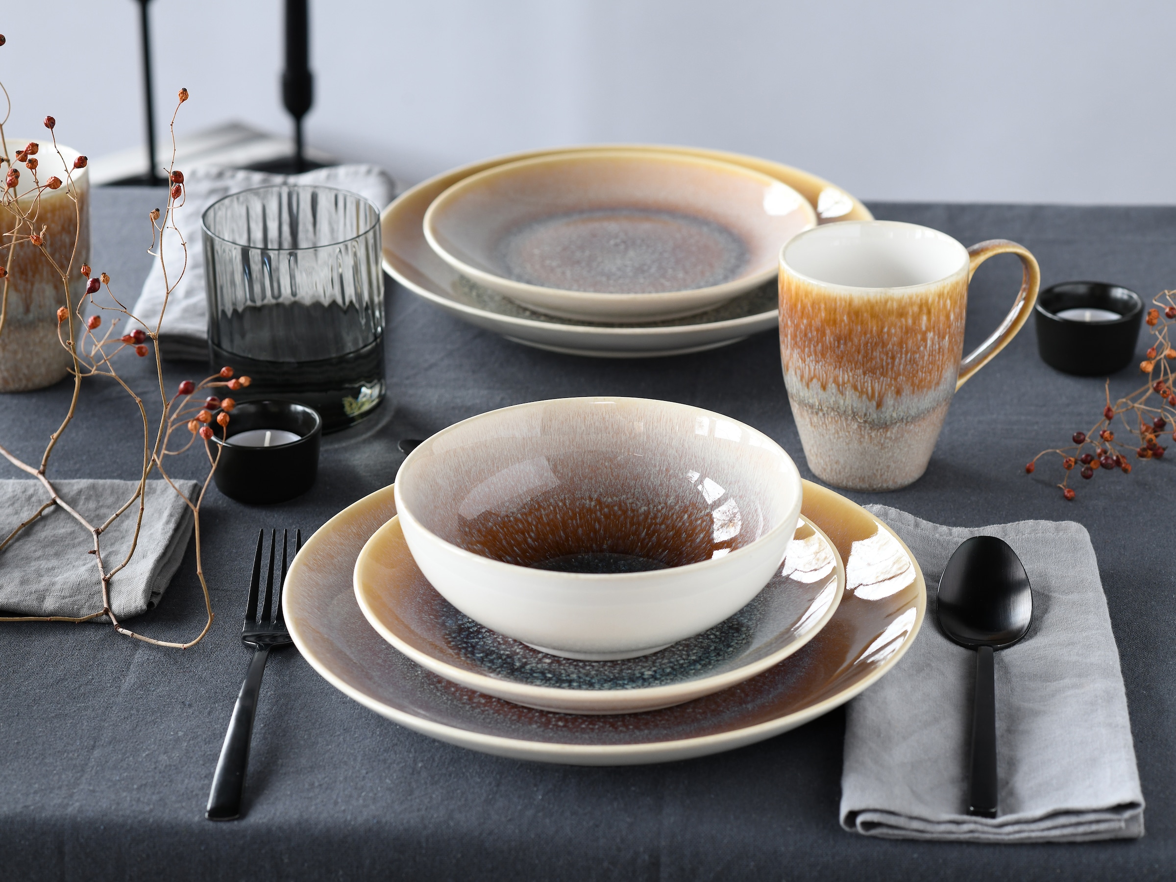 CreaTable Kombiservice »Caldera«, (Set, 8 tlg.), irisierende Glasur