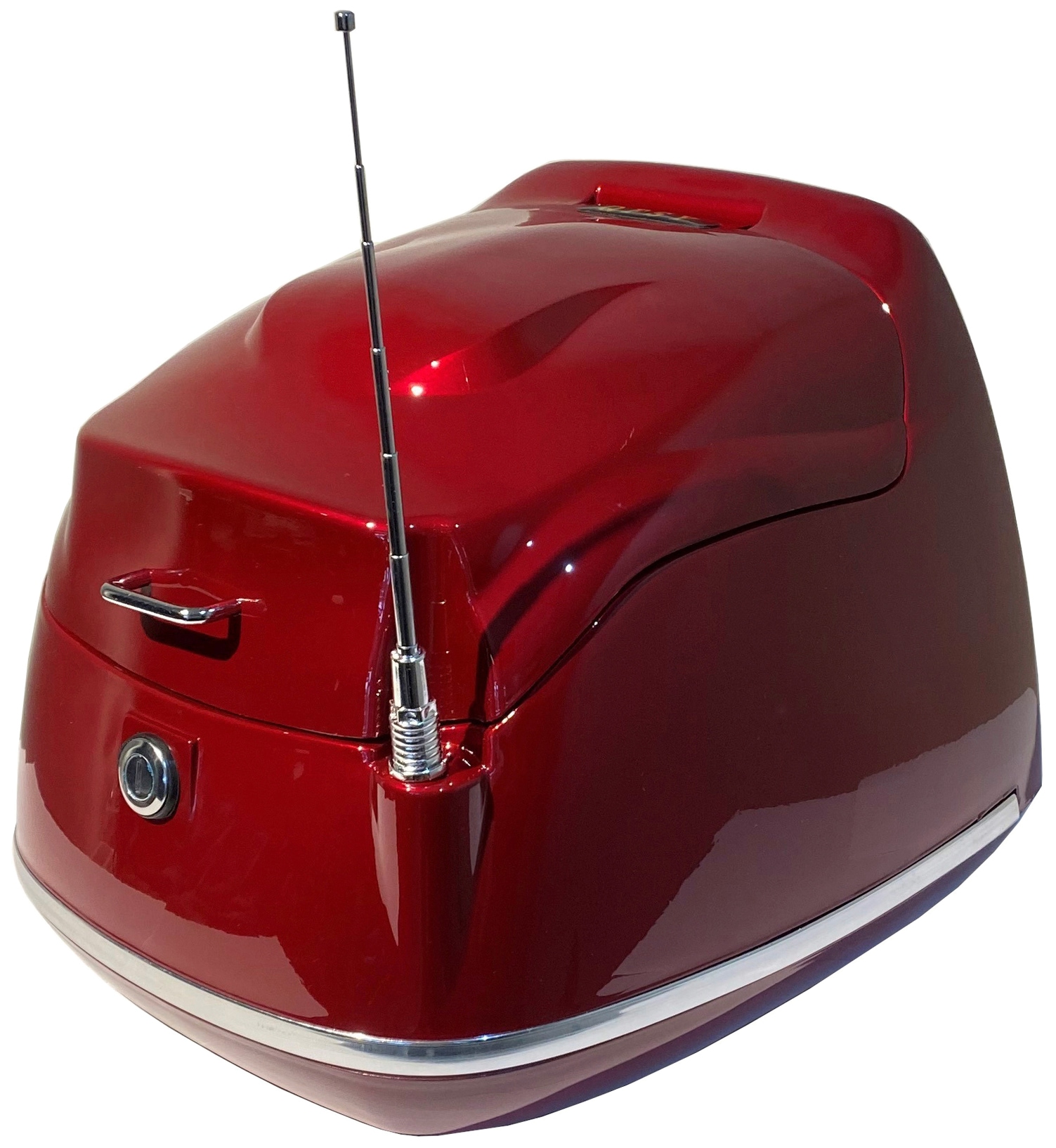 Alpha Motors Topcase "Retro Firenze" 41 cm breit 39 cm hoch 41 cm lang Motorroller Zubehör, verschließbar, rote Chromoptik