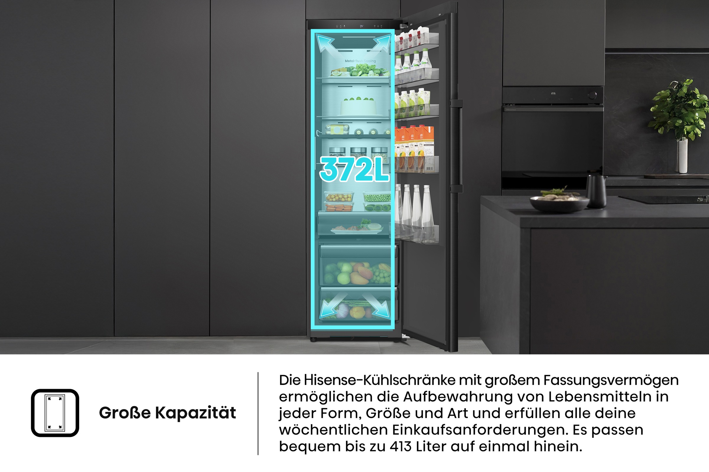 Hisense Kühlschrank »RL5K370GSFC1« 185,6 cm hoch 59,5 cm breit MetalCooling