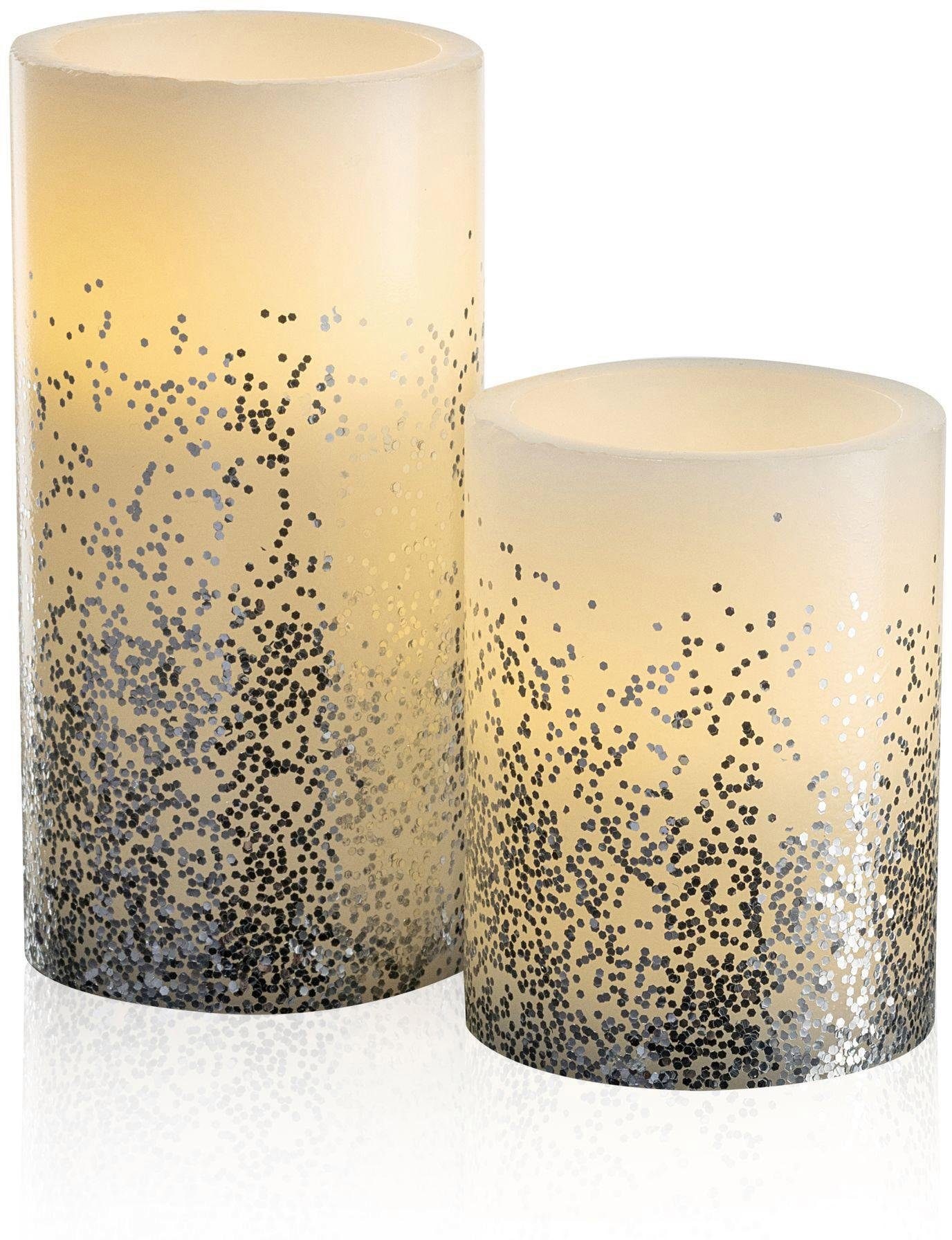 LED Dekolicht »LED-Kerze Glowing Glitter Candle, 2er Set«