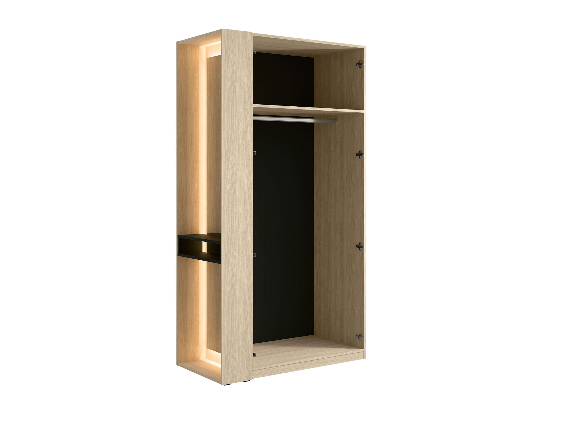Home affaire Kleiderschrank »TRENTO Garderobe, Wäscheschrank mit Spiegel und LED-Beleuchtung«, (lange Griffe, Maße B/T/H 110,9/58/207,5cm; Made in Europe), wahlweise mit Kleiderstange oder Einlegeböden FSC-zertifiziert