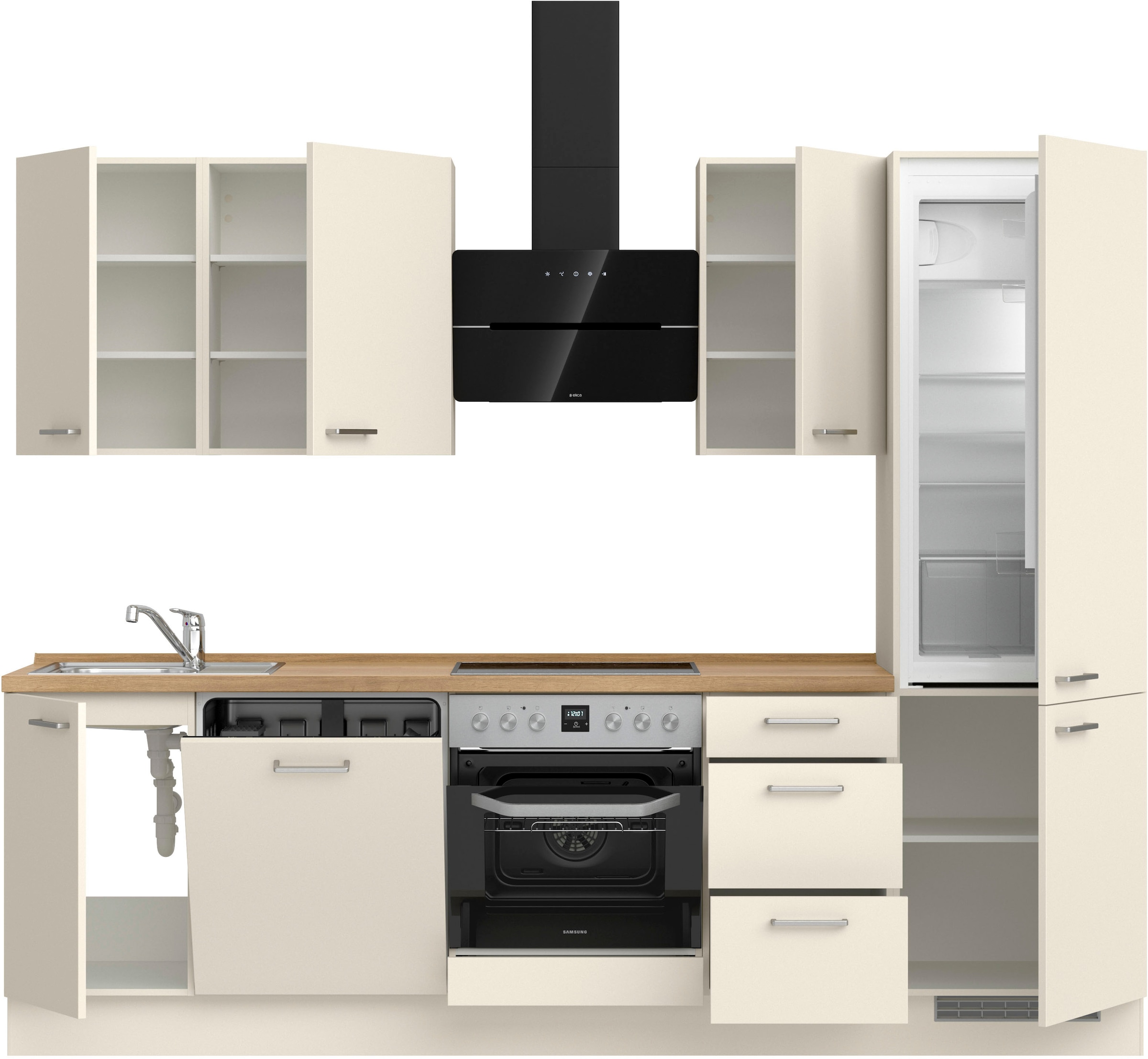 nobilia® Küchenzeile »"Touch II", NEU: individuell anpassbar mit gratis Profi-Beratung« vormontiert, Breite 270 cm, Ausrichtung wählbar, wahlw. mit E-Geräten