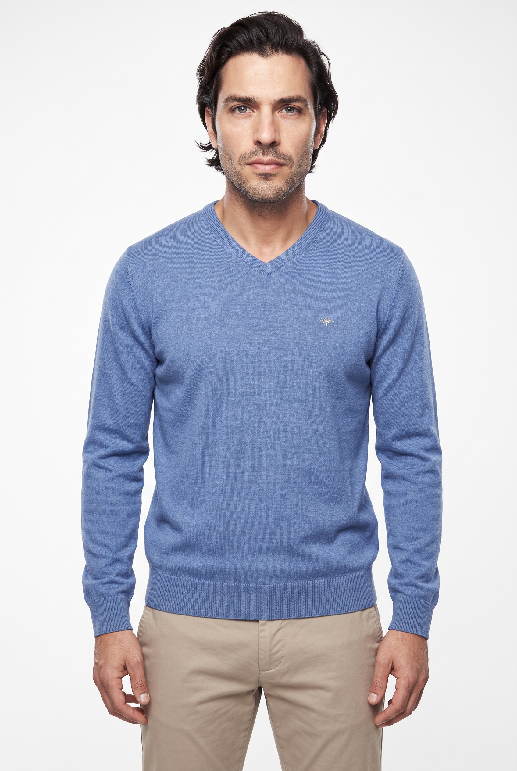 FYNCH-HATTON Strickpullover "FYNCH-HATTON Pullover mit V-Kragen" aus Baumwolle, mit V-Ausschnitt, bequeme Passform