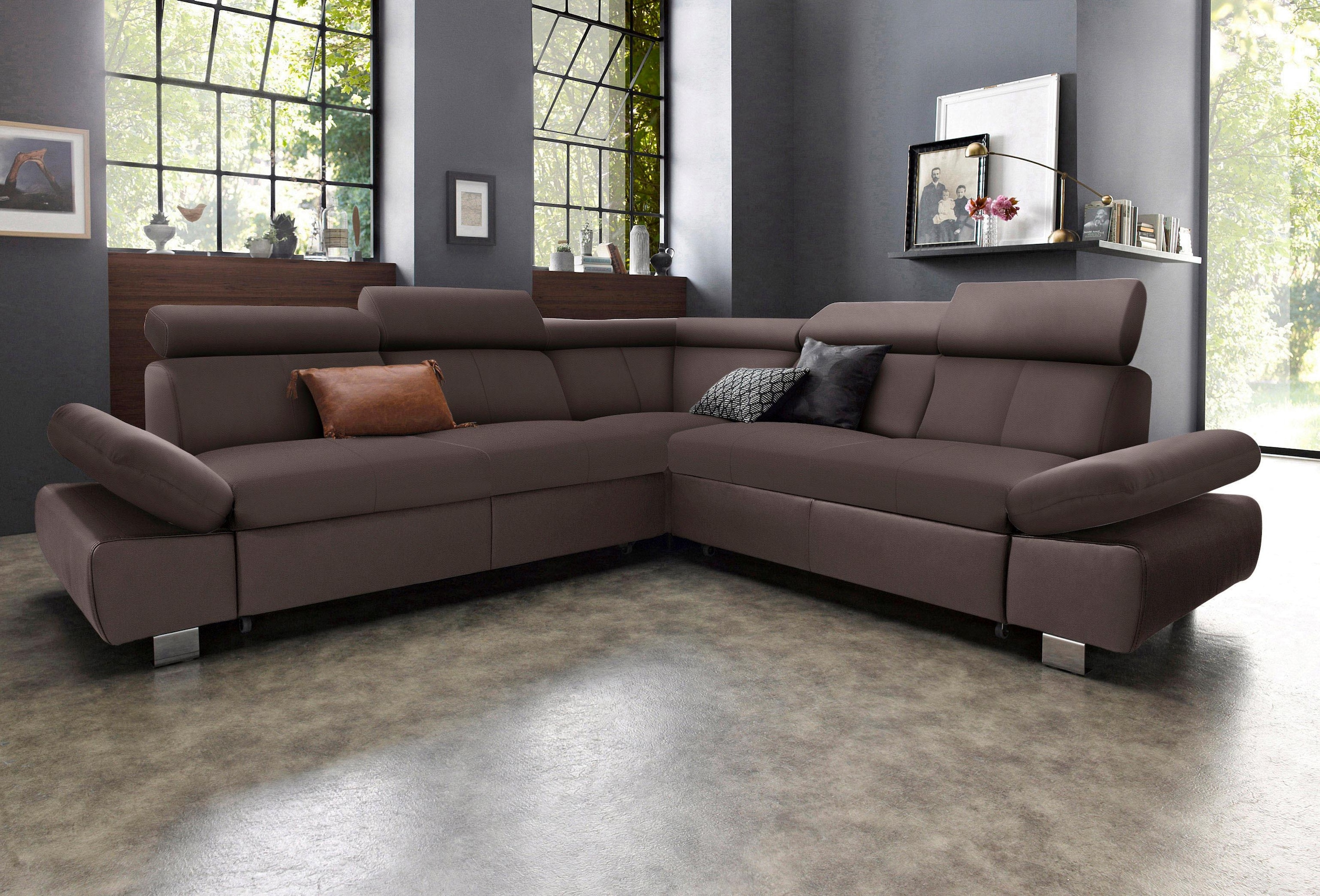 exxpo - sofa fashion Ecksofa "Happy, modern und bequem, L-Form", inkl. Kopf günstig online kaufen