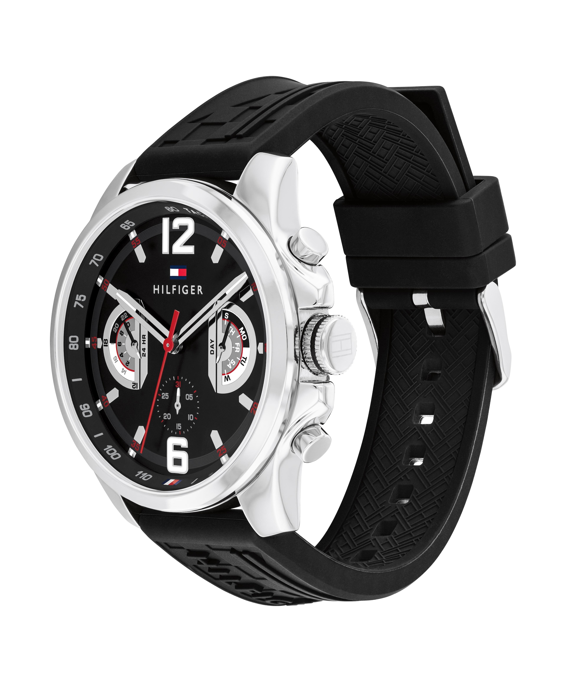 Tommy Hilfiger Multifunktionsuhr »TUCKER« Quarzuhr, Armbanduhr, Herrenuhr, Silikonarmband, analog