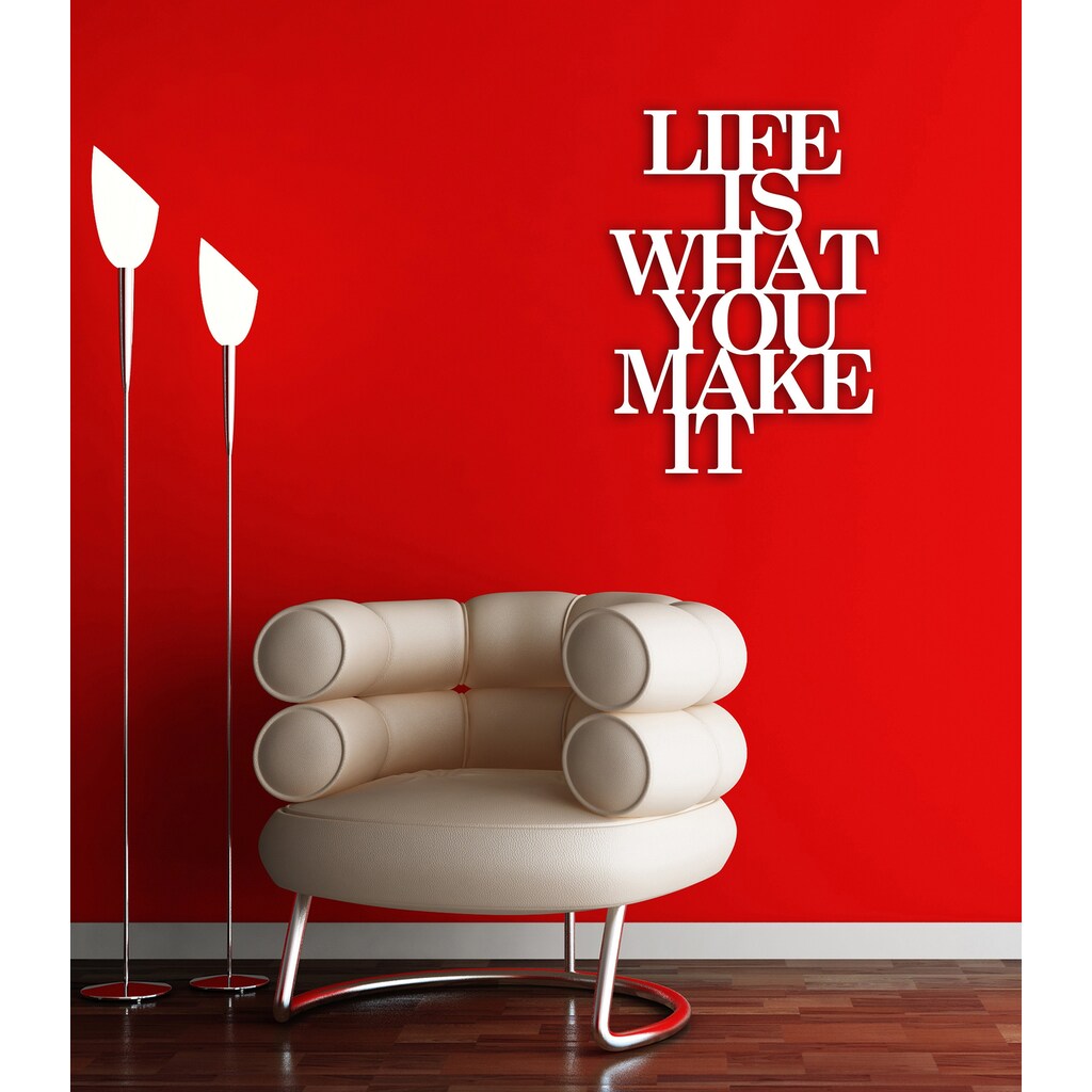 Home affaire Wandbild »Schriftzug "Life is what you make it"«, Maße (B/H): 39/50 cm