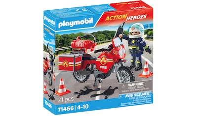 Konstruktions-Spielset »Feuerwehrmotorrad am Unfallort (71466), Action Heroes«, (21...