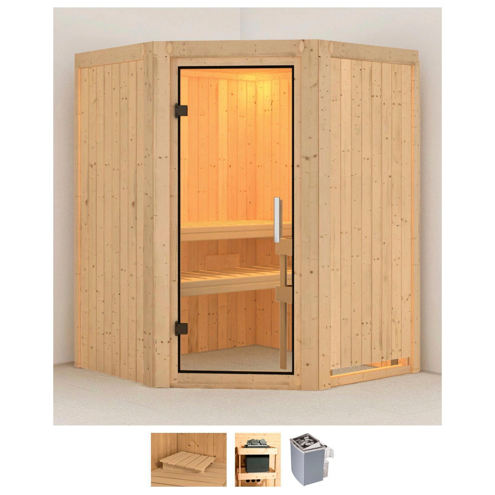 KARIBU Sauna "Larin", Saunaofen, integrierte Steuerung, 9 kW, beige, Saunen, Ofen 9 kW integr. Strg