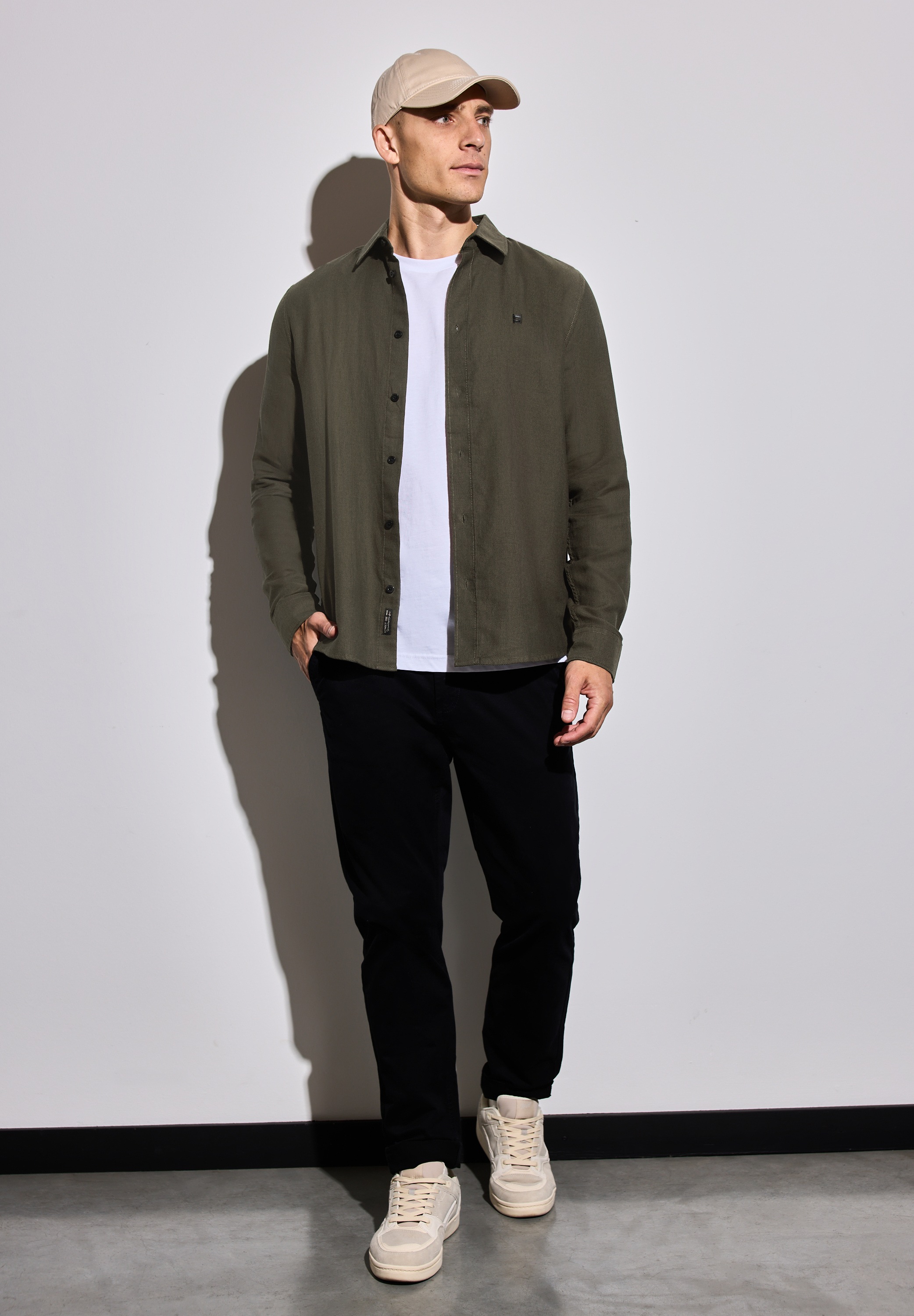STREET ONE MEN Langarmhemd, aus reiner Baumwolle