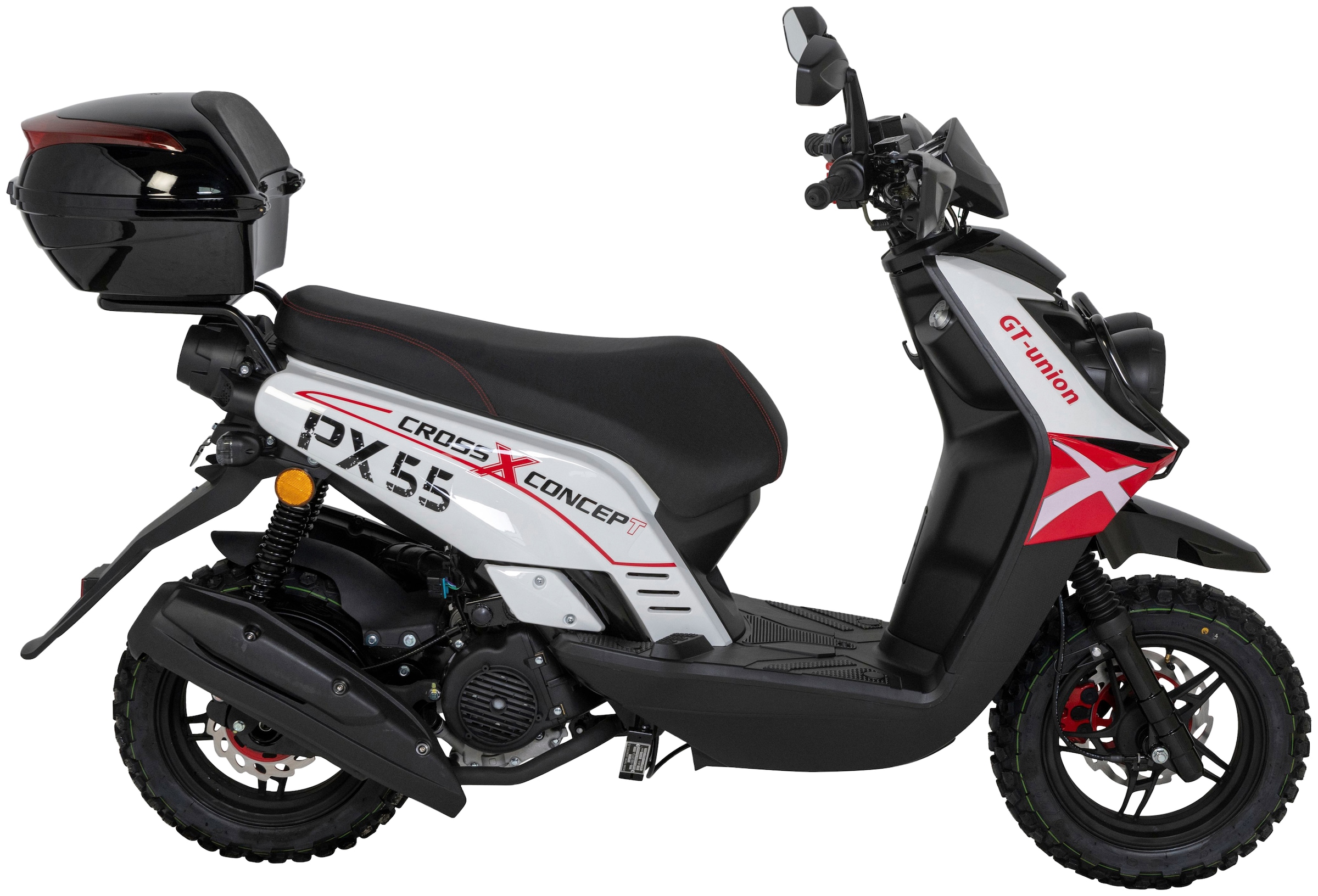 GT UNION cm³, Euro »PX BAUR Motorroller mit km/h, kaufen online Set), 45 50 3 PS, auf | Topcase Rechnung 5, 55 Cross-Concept«, (