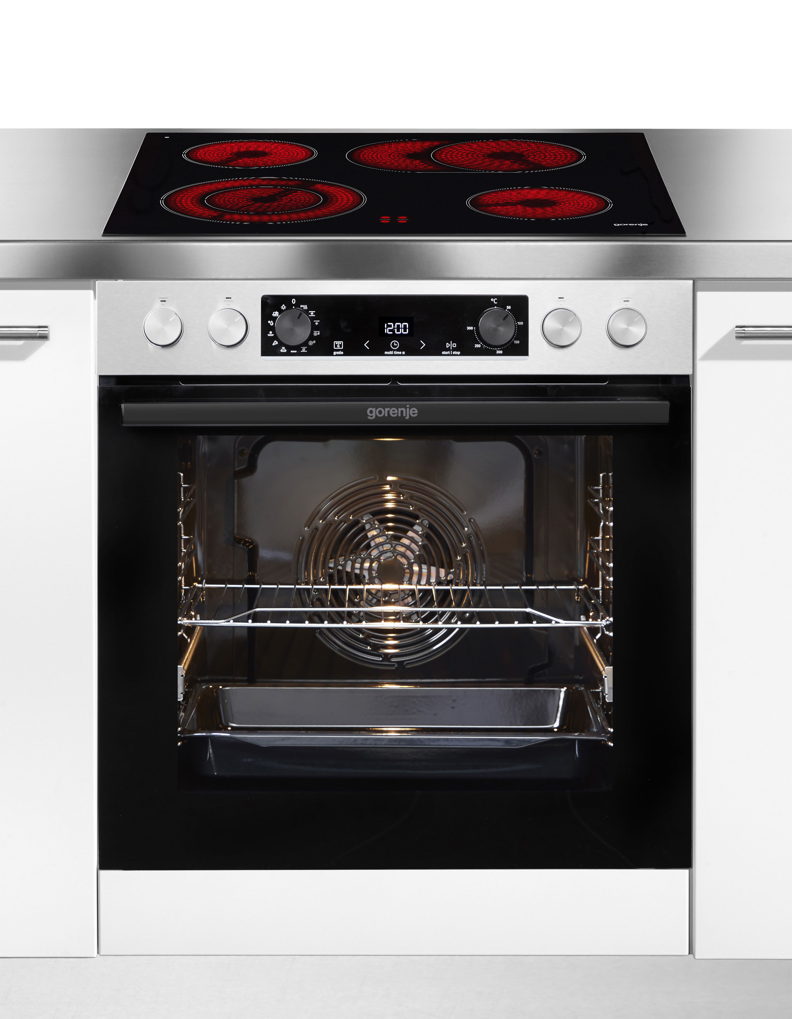 GORENJE Elektro-Herd-Set "Pacific Herd Set"edelstahl, Herdsets, Pizzafunktion mit 300 C – perfekt für Pizza, Focaccia und mehr