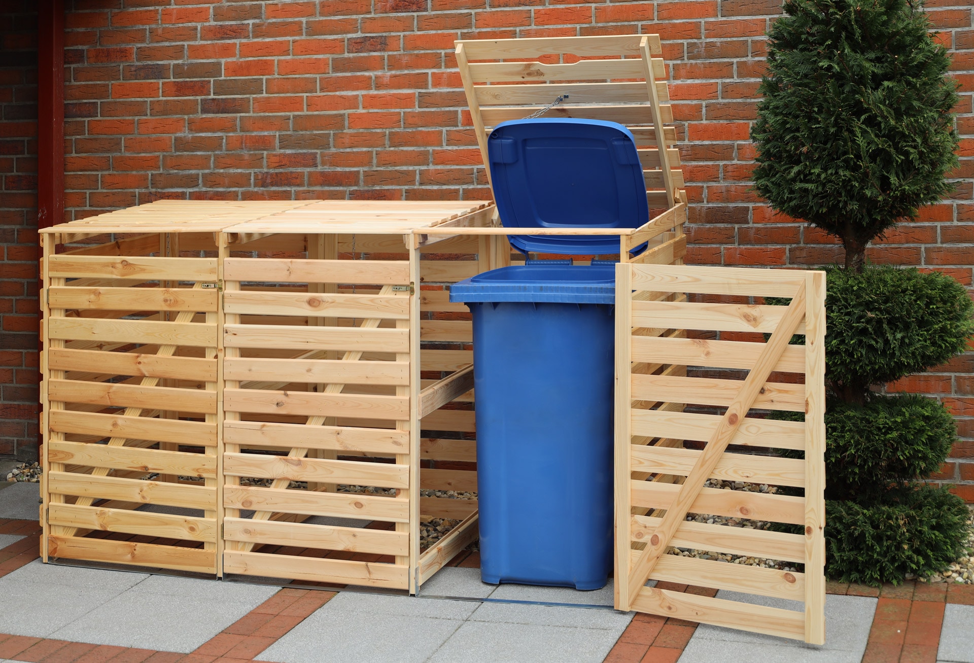 promadino Mülltonnenbox »Vario V«, für 3 x 240 l, holzfarben