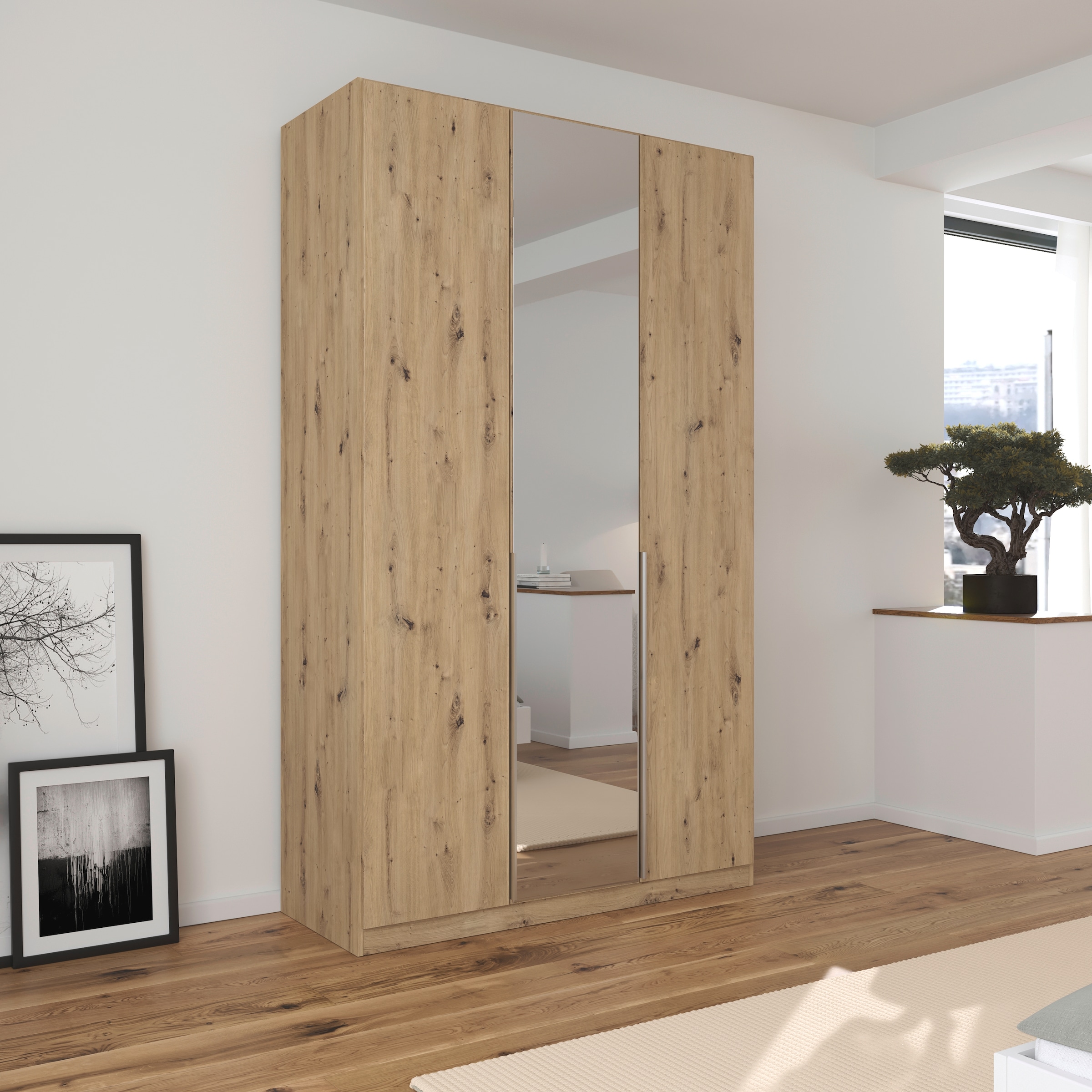 rauch Drehtürenschrank »Kleiderschrank Schrank Garderobe AGORDO mit Dekor- oder Hochglanzfront«, (in zwei Griff-Farben), durchdachte Innenausstattung, in 6 Breiten und 2 Höhen MADE IN GERMANY