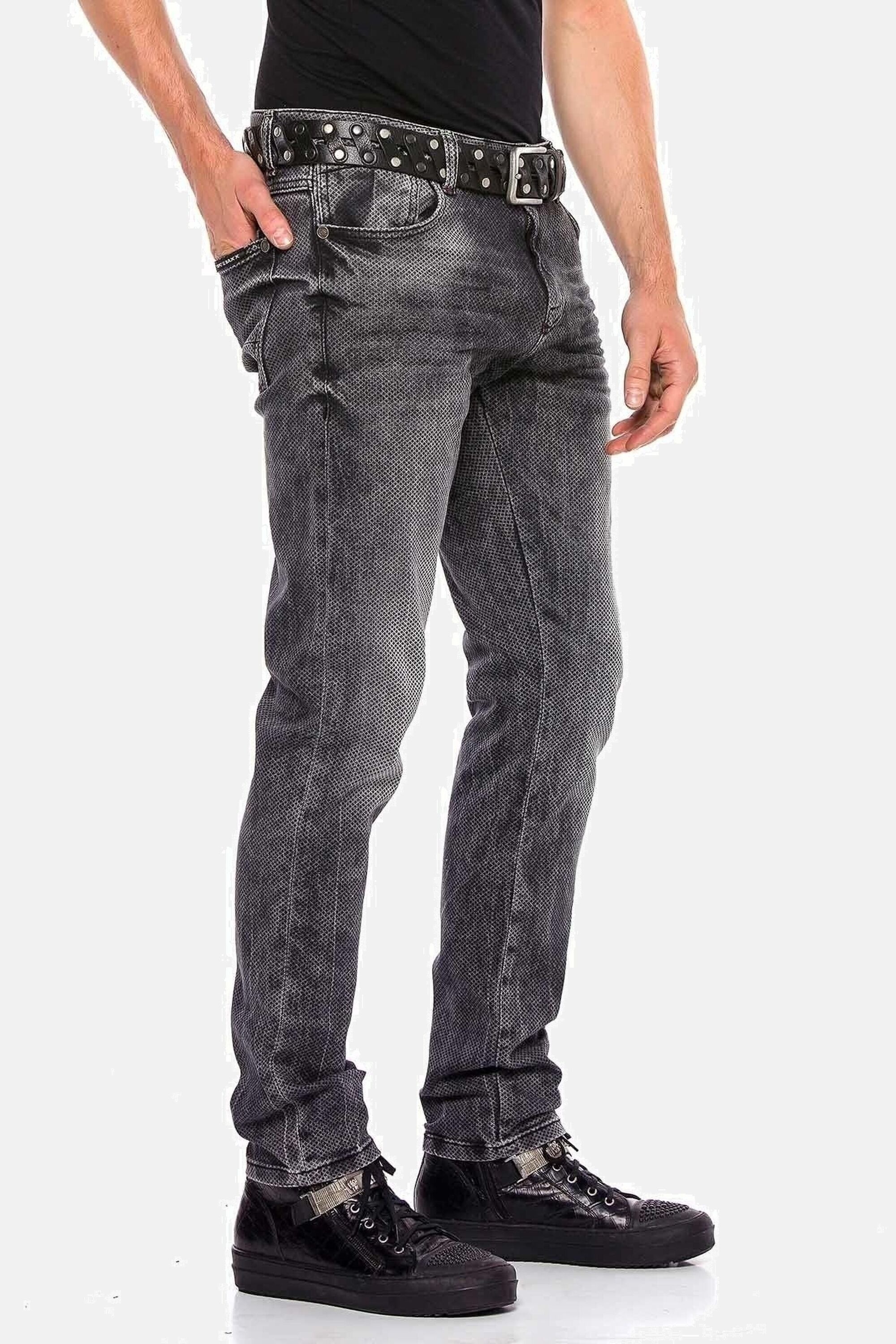 Cipo & Baxx Slim-fit-Jeans »Jeans«, mit Allover-Gitter-Musterung, CD543