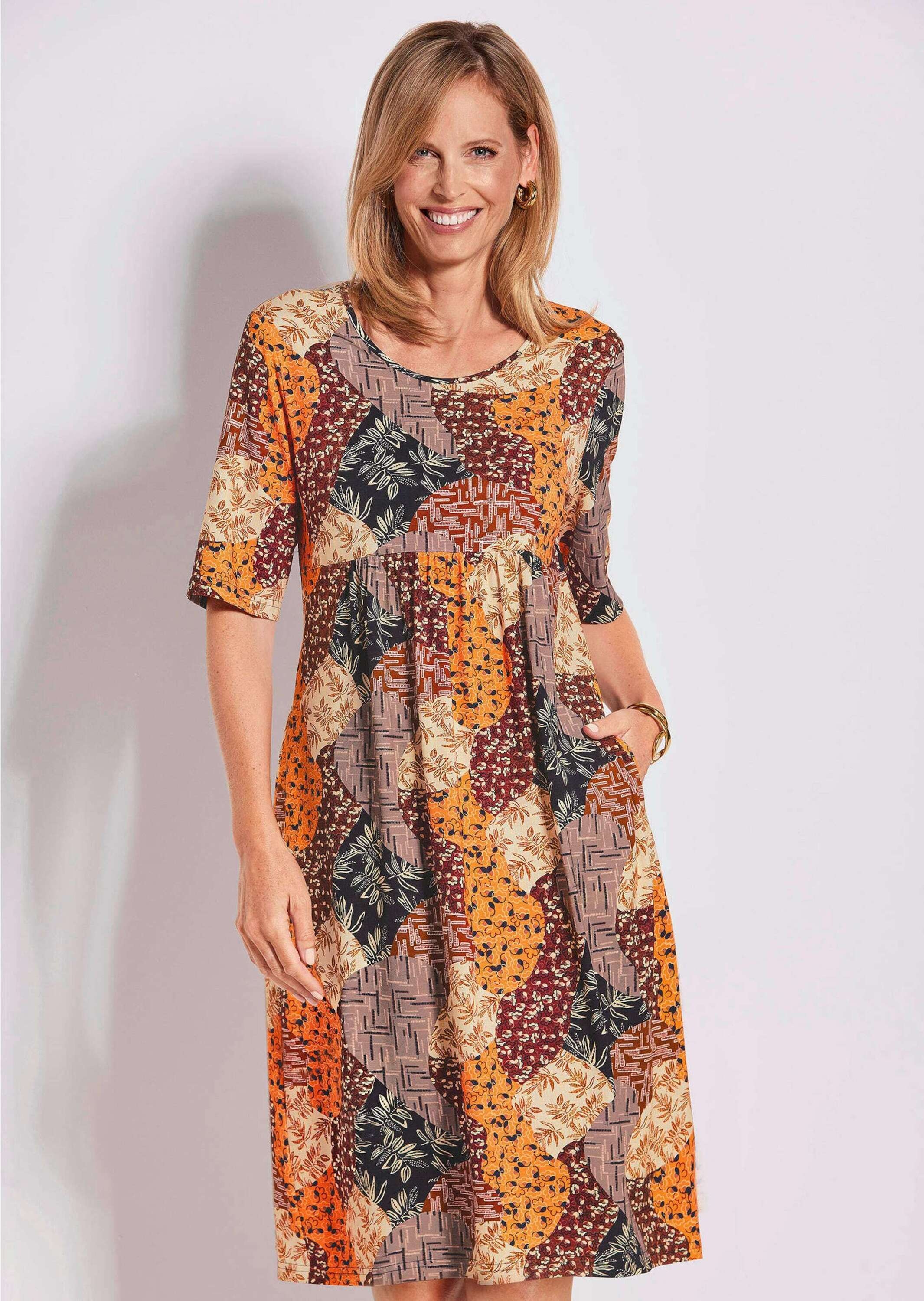 Thumbnail - GOLDNER Jerseykleid "Druckkleid im Mustermix" Eingrifftaschen Taillennaht