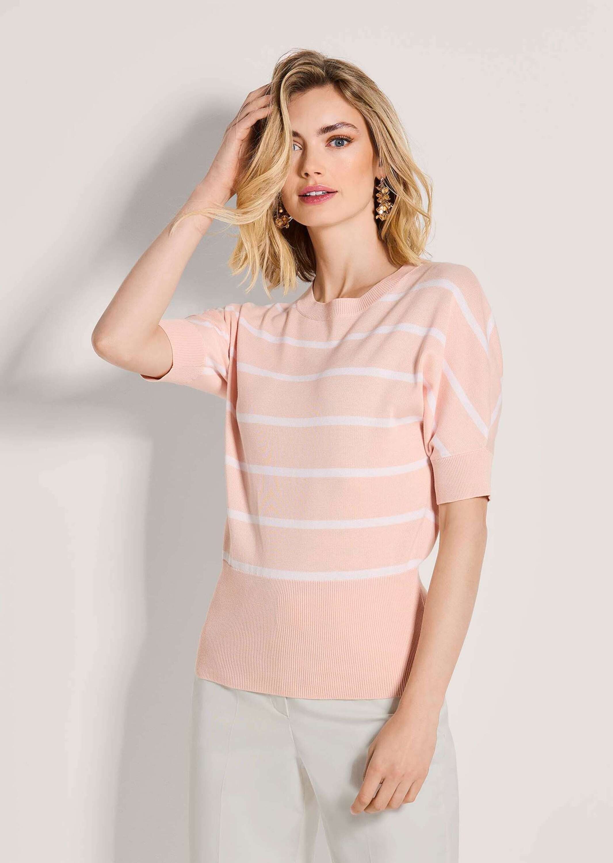 Thumbnail - MADELEINE Longpullover "Strickpullover Ringelpullover im maritimen Look" hoher Saumbund