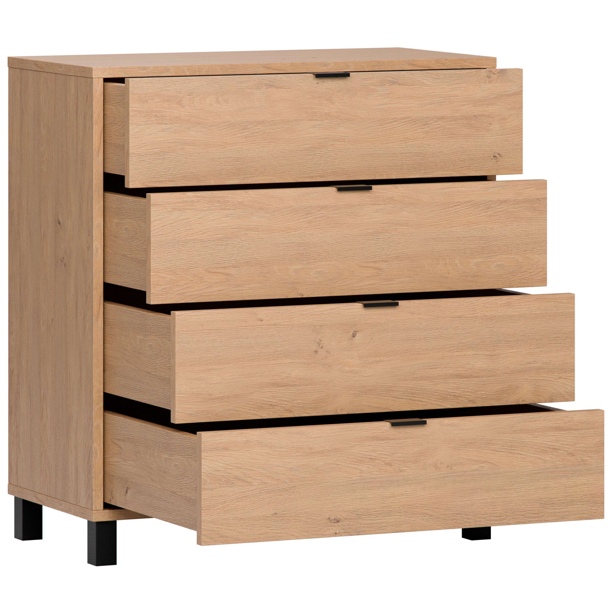 VOX Kommode »SIMPLE Sideboard mit 4 Schubladen, Maße B/T/H: 90/47/94,5 cm«, Soft-Close Function, mit schwarzen Metallgriffe