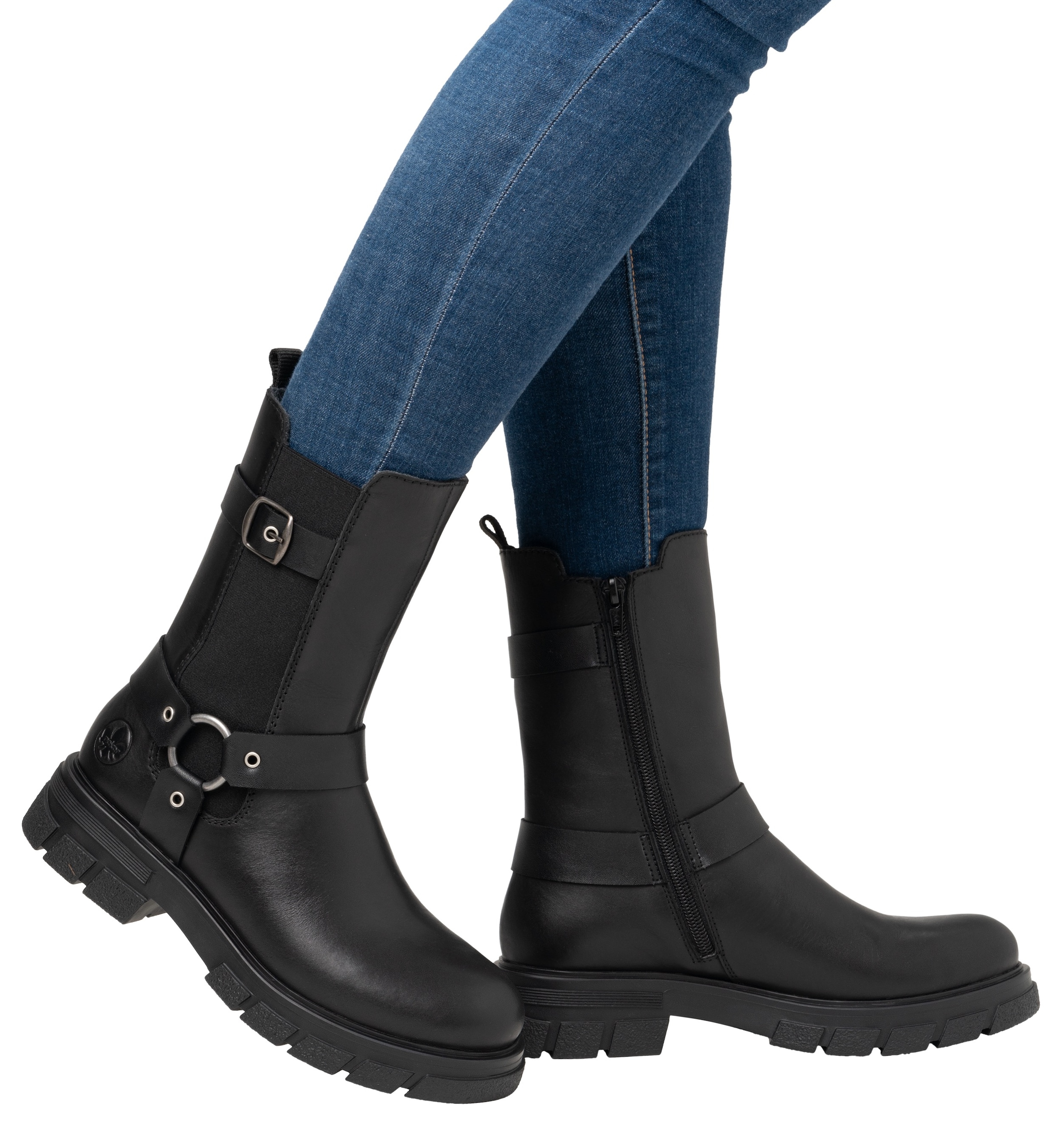 Rieker Chelseaboots, Bikerboots, Schlupfstiefelette mit Innenreißverschluss