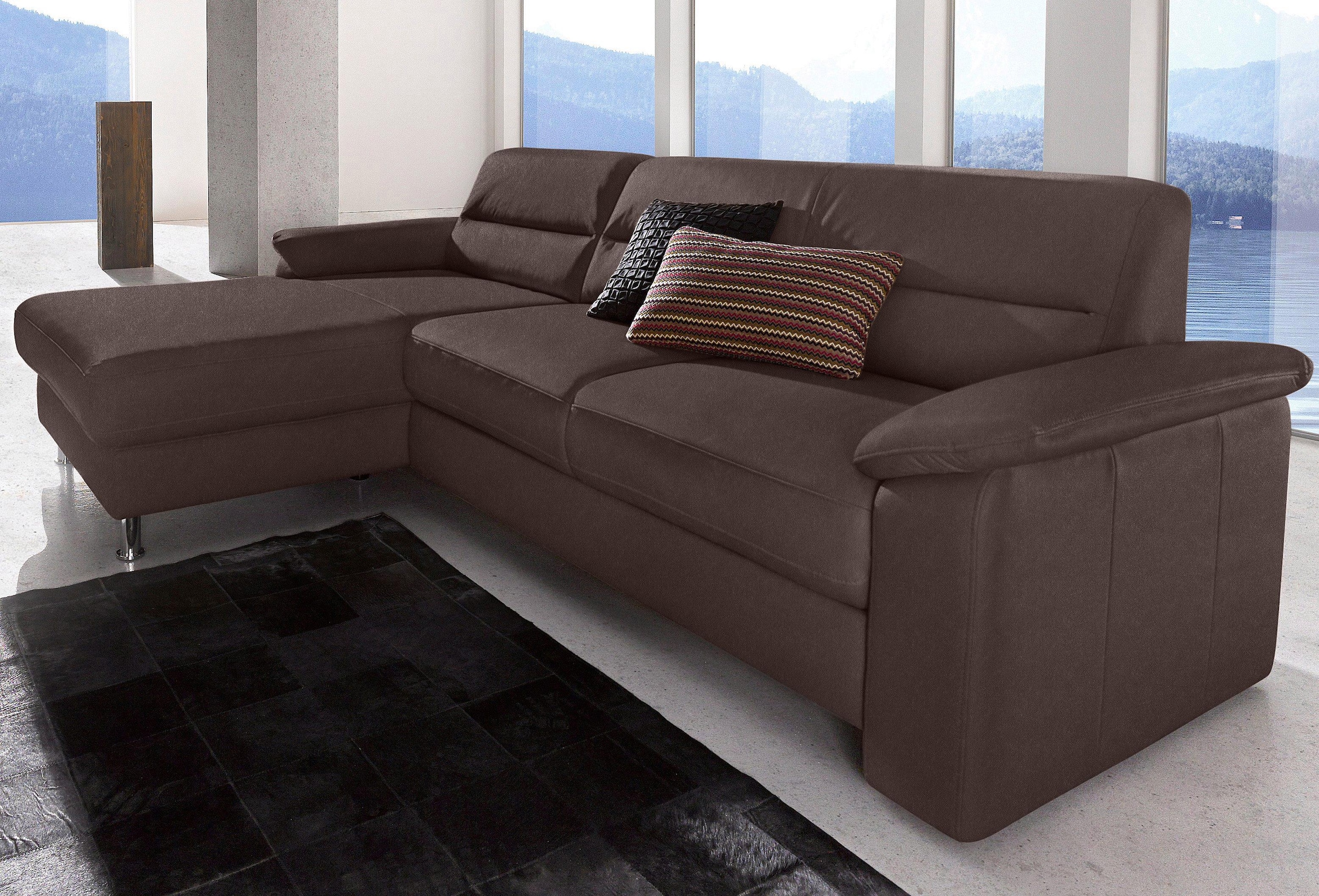 sit&more Ecksofa "Ascara L-Form", inklusive Boxspring/Federkern-Polsterung, wahlweise mit Bettfunktion