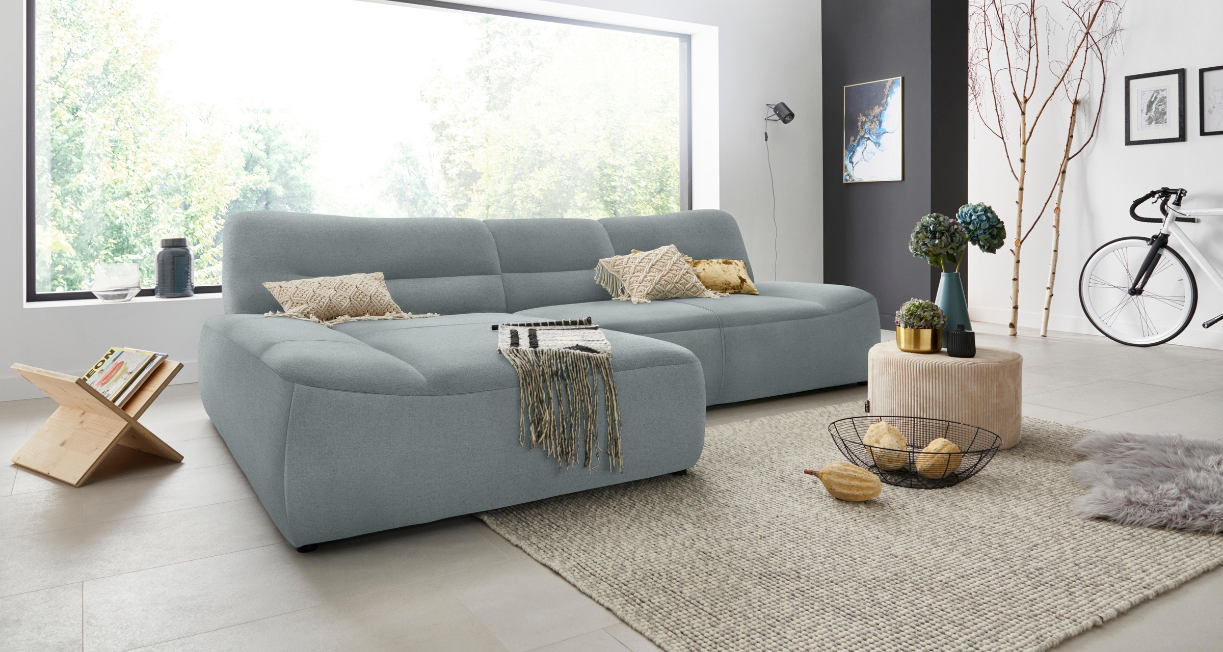 Thumbnail - DOMO collection Ecksofa "Cesena moderne Polsterecke mit flachen Armlehnen, L-Form", fester Sitzkomfort, frei im Raum ste...
