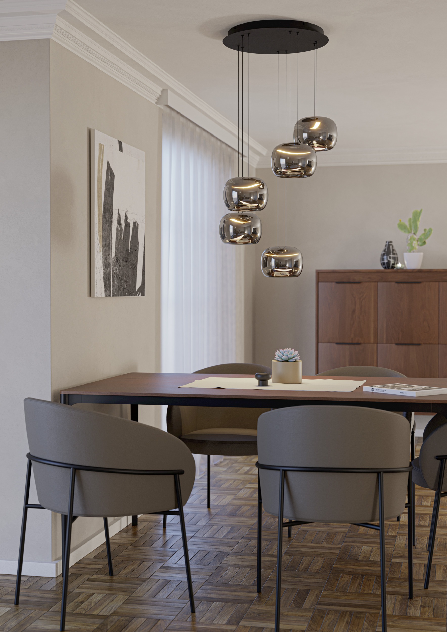 EGLO Hängeleuchte »HORTUNAS Pendellampe - Stahl - LED - 5X5,8W - IP20« LED-Modul 1 Stk. Warmweiß Hängelampe, Deckenlampe, Wohnzimmer, Esszimmer, H150 x Ø50 cm